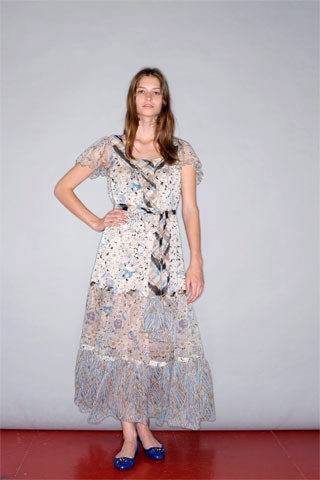 blue and white tiered maxi dress