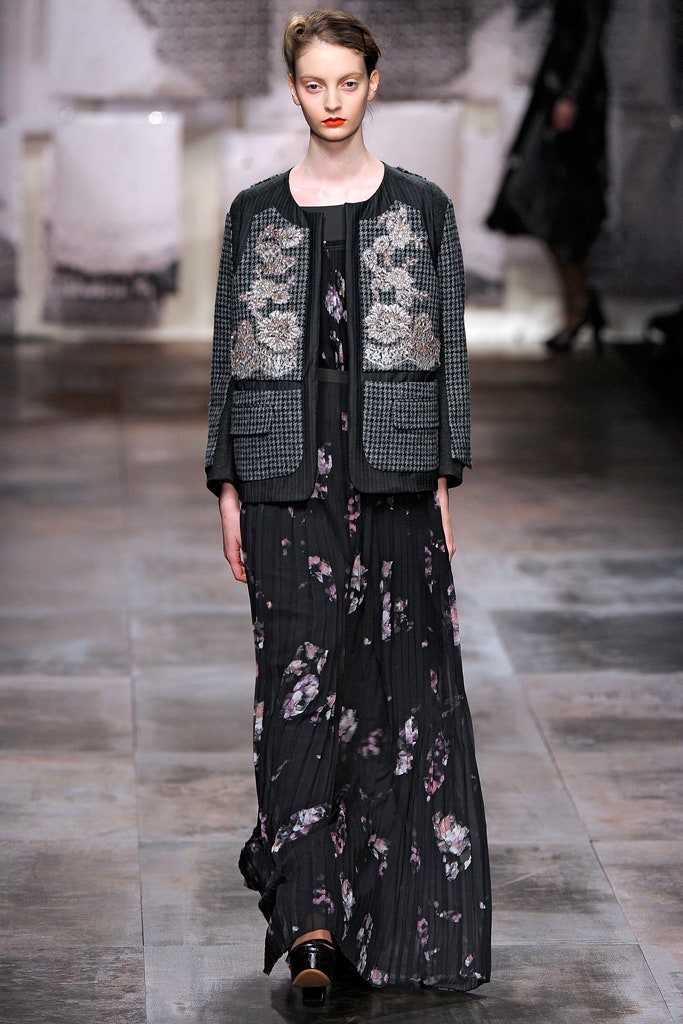 black floral maxi dress with jacket