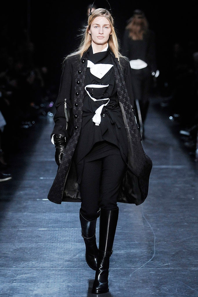 black fitted coat and top