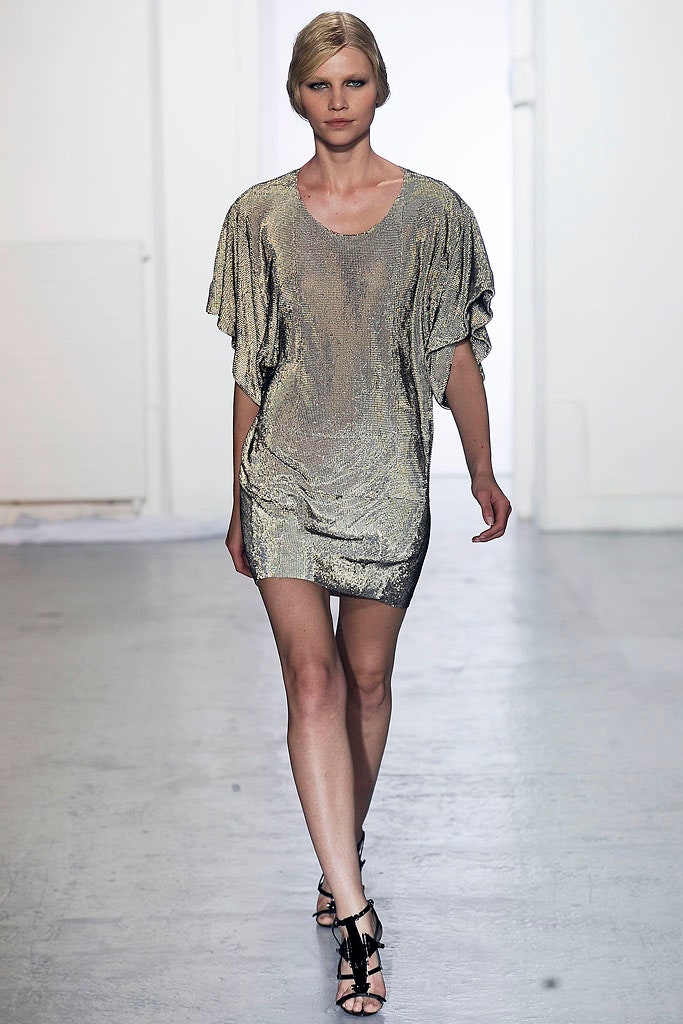 gold metallic fitted dress