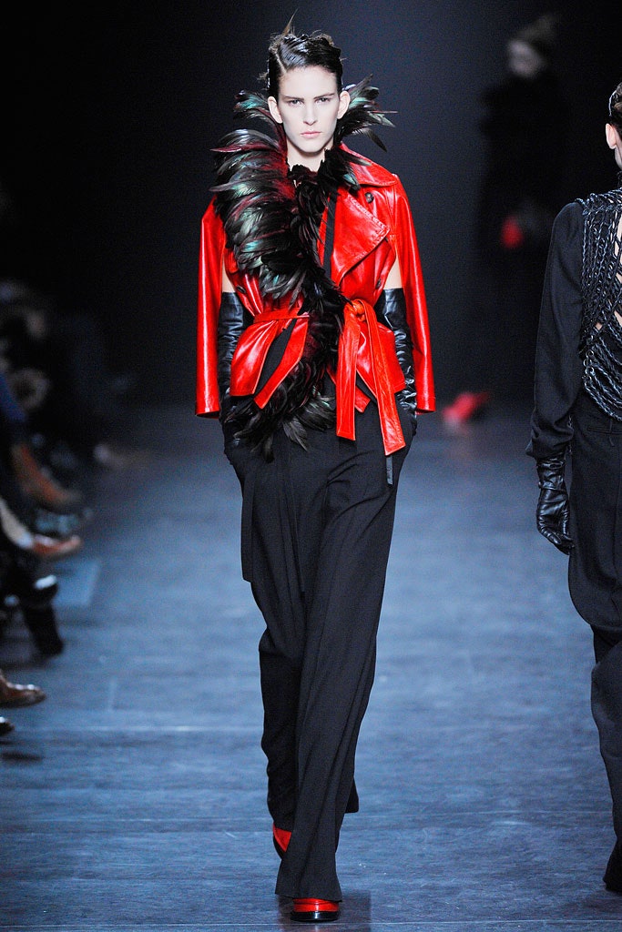 red leather jacket with black pants