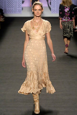 beige silk ruffled midi dress