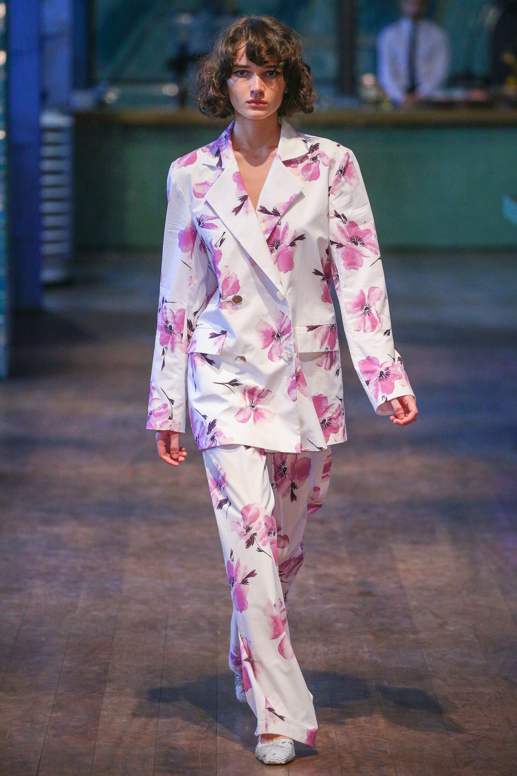 white tailored flared pants