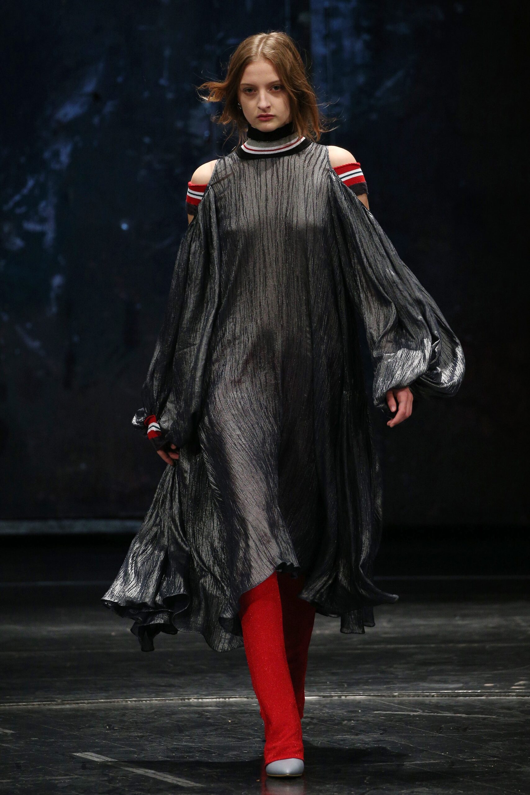 black draped midi dress with cutouts