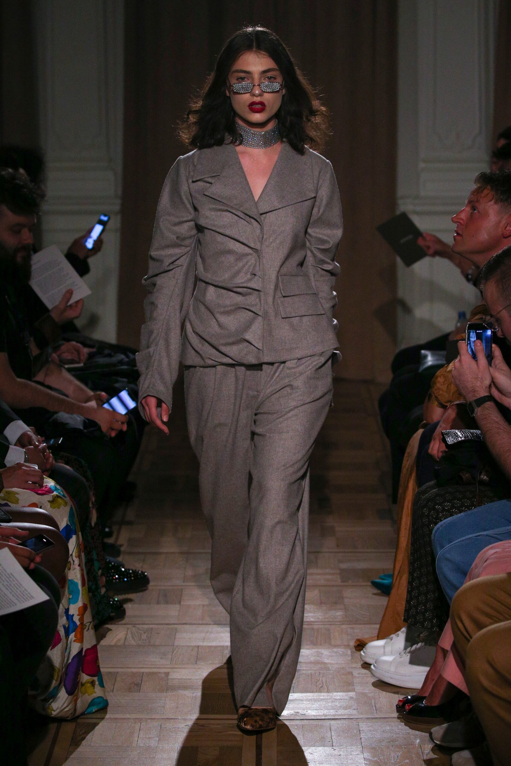 gray tailored blazer and pants