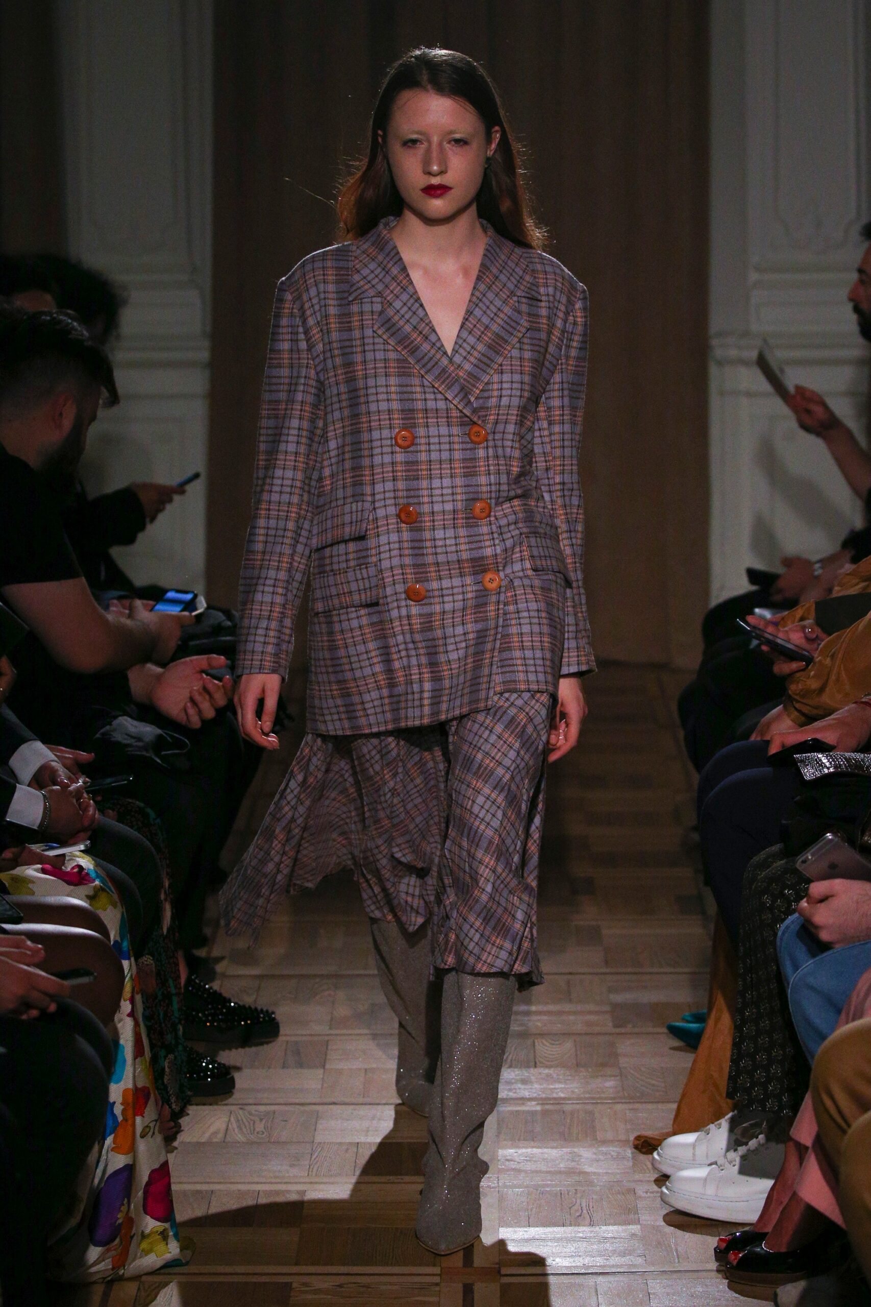 tailored brown checked suit