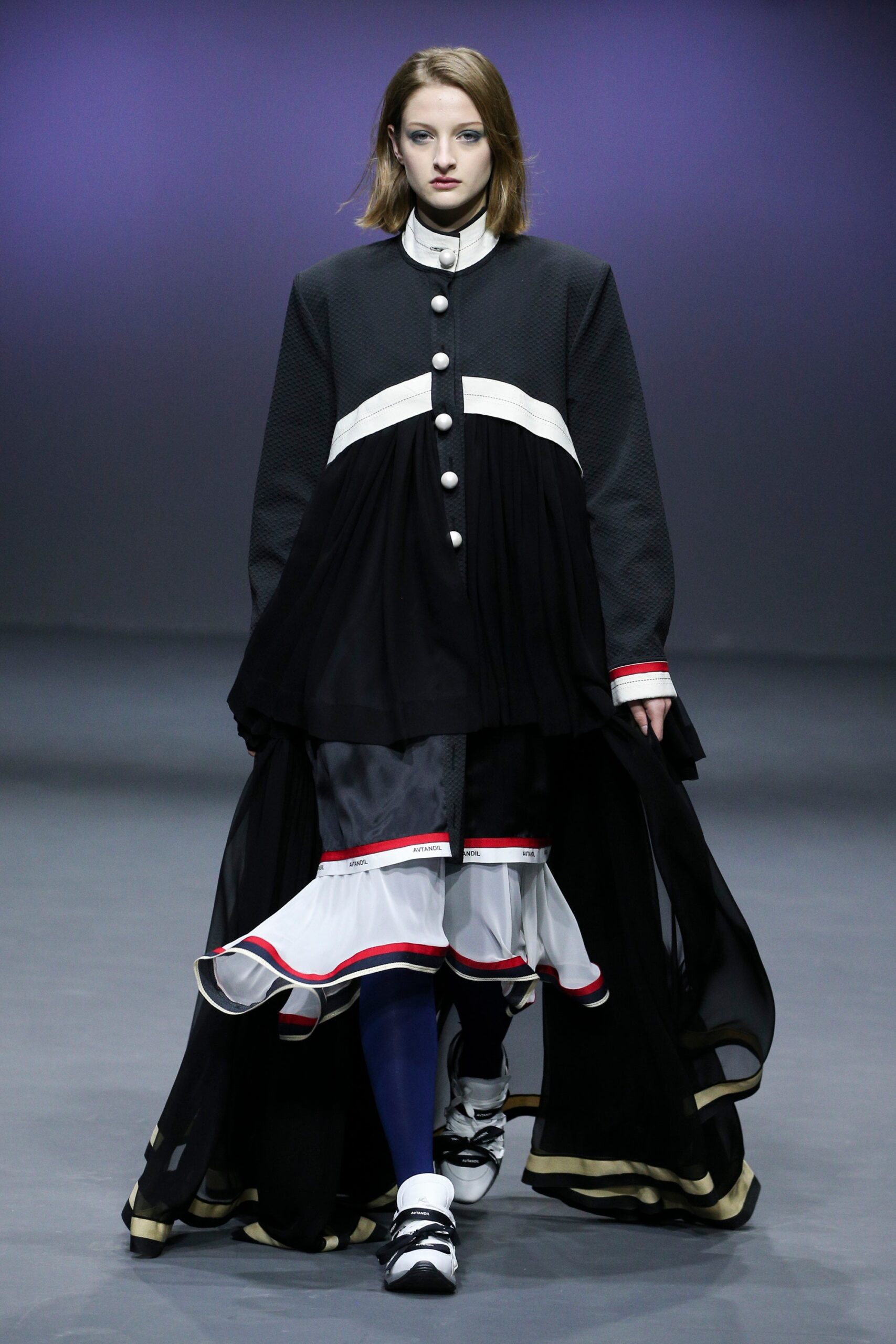 black and white layered maxi dress