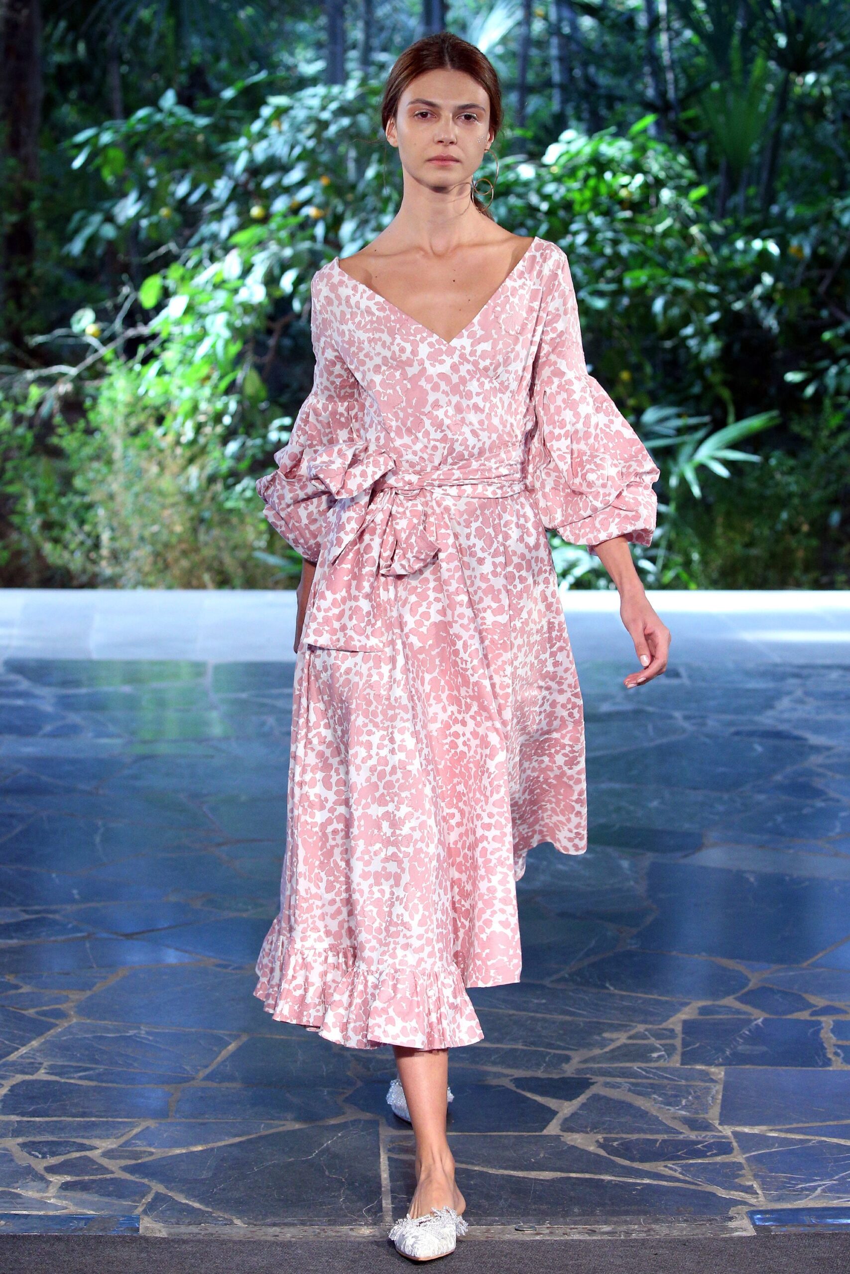 pink cotton relaxed midi dress