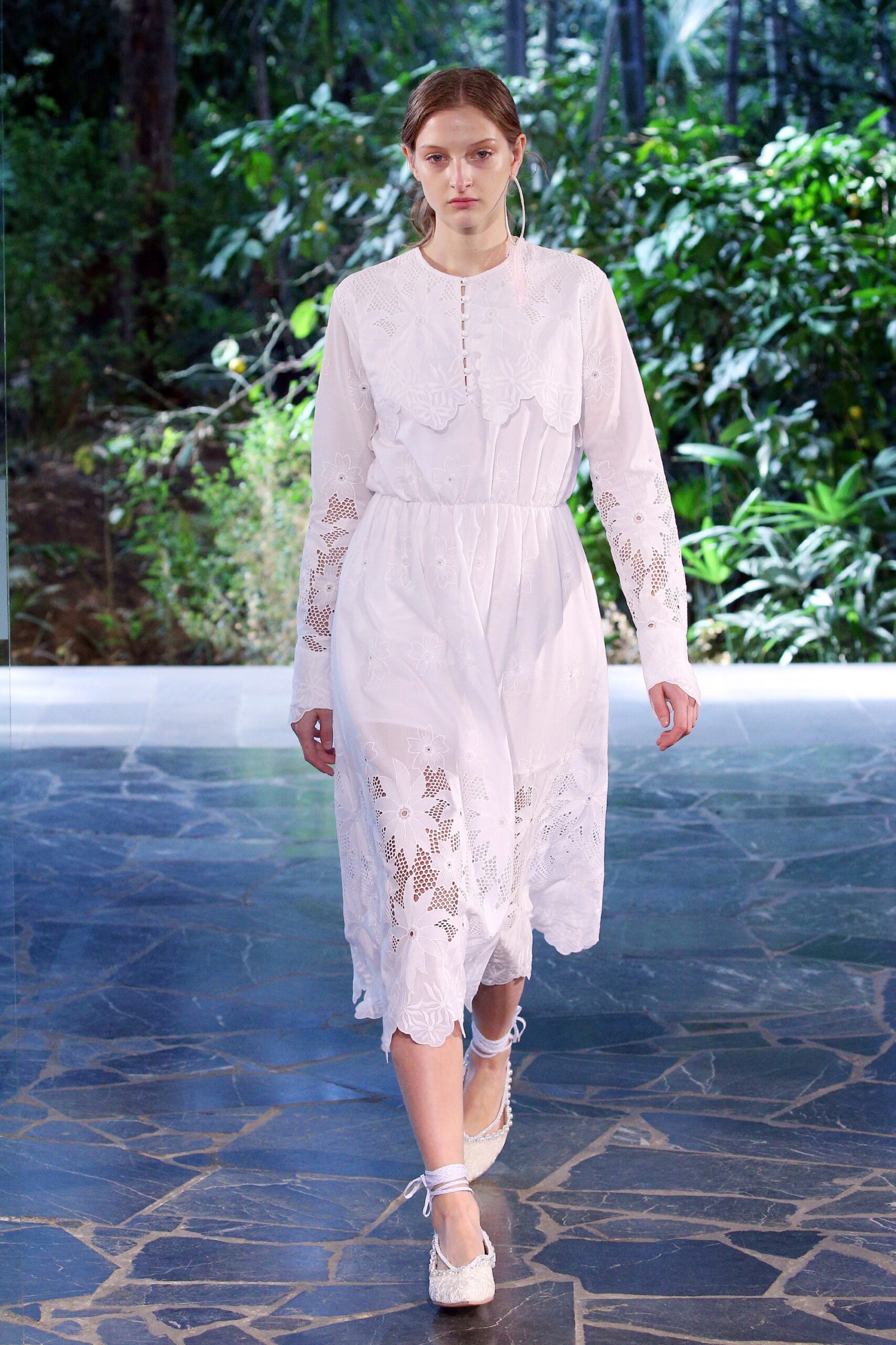 white embroidered midi dress