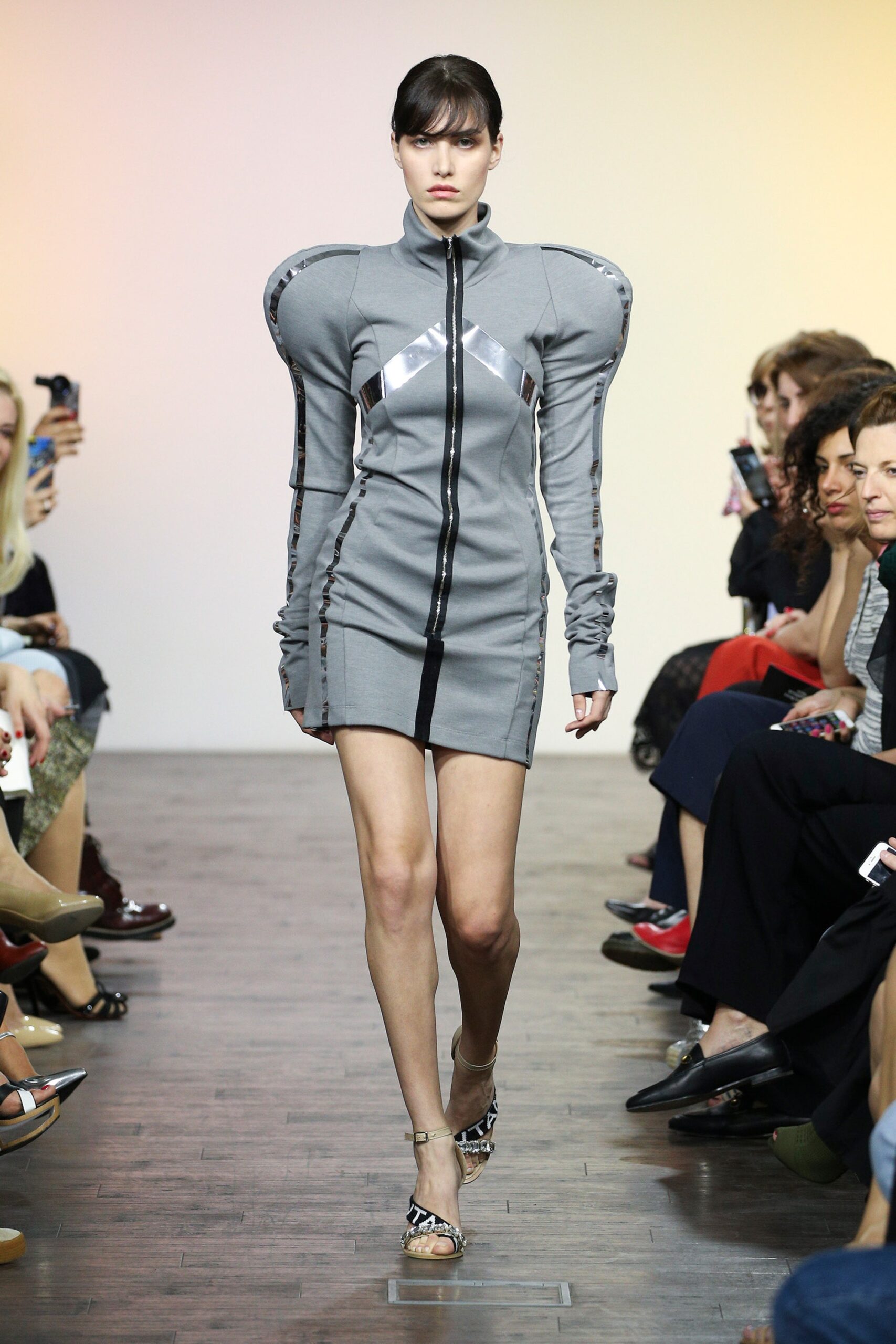 fitted gray mini dress