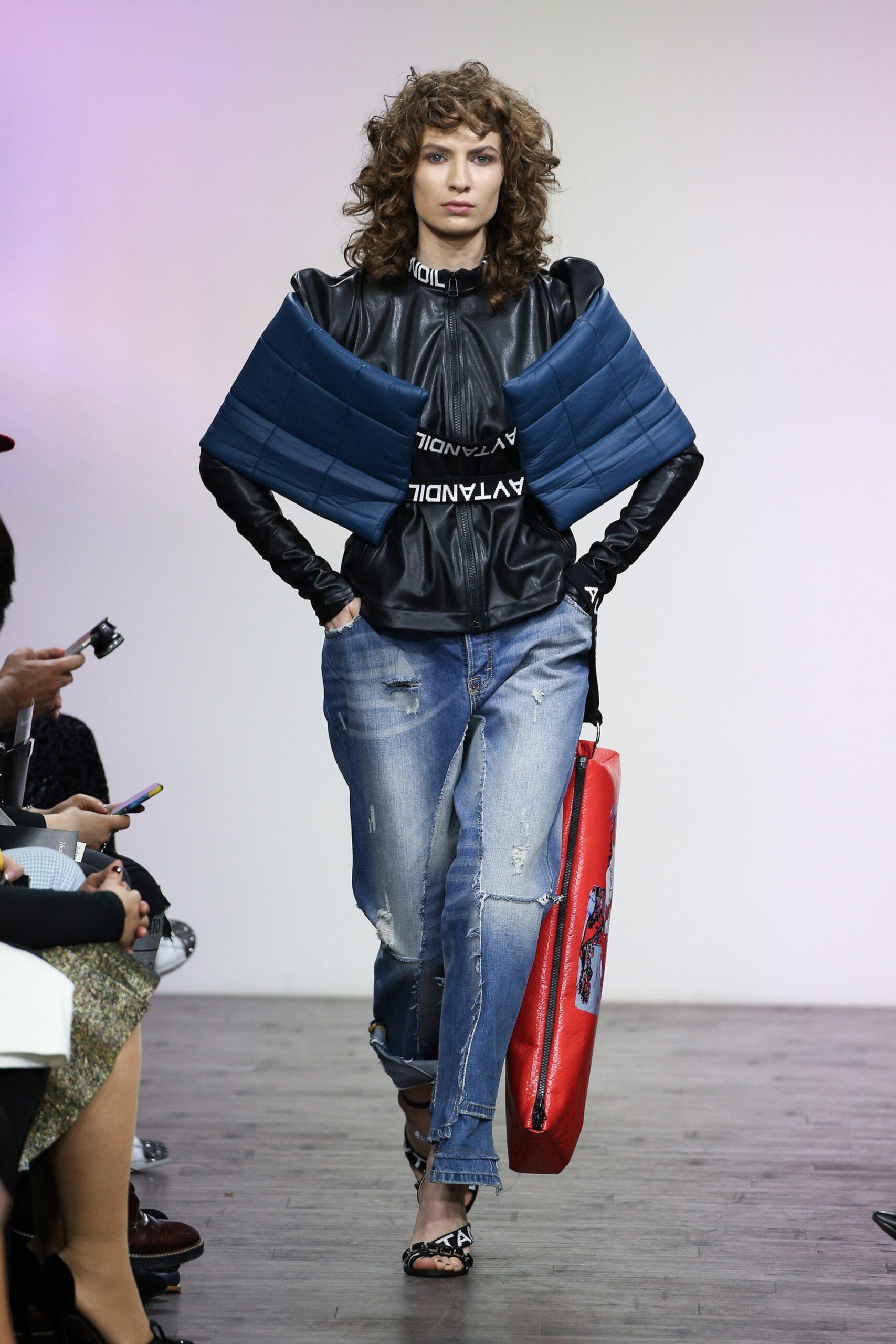 blue denim relaxed distressed pants