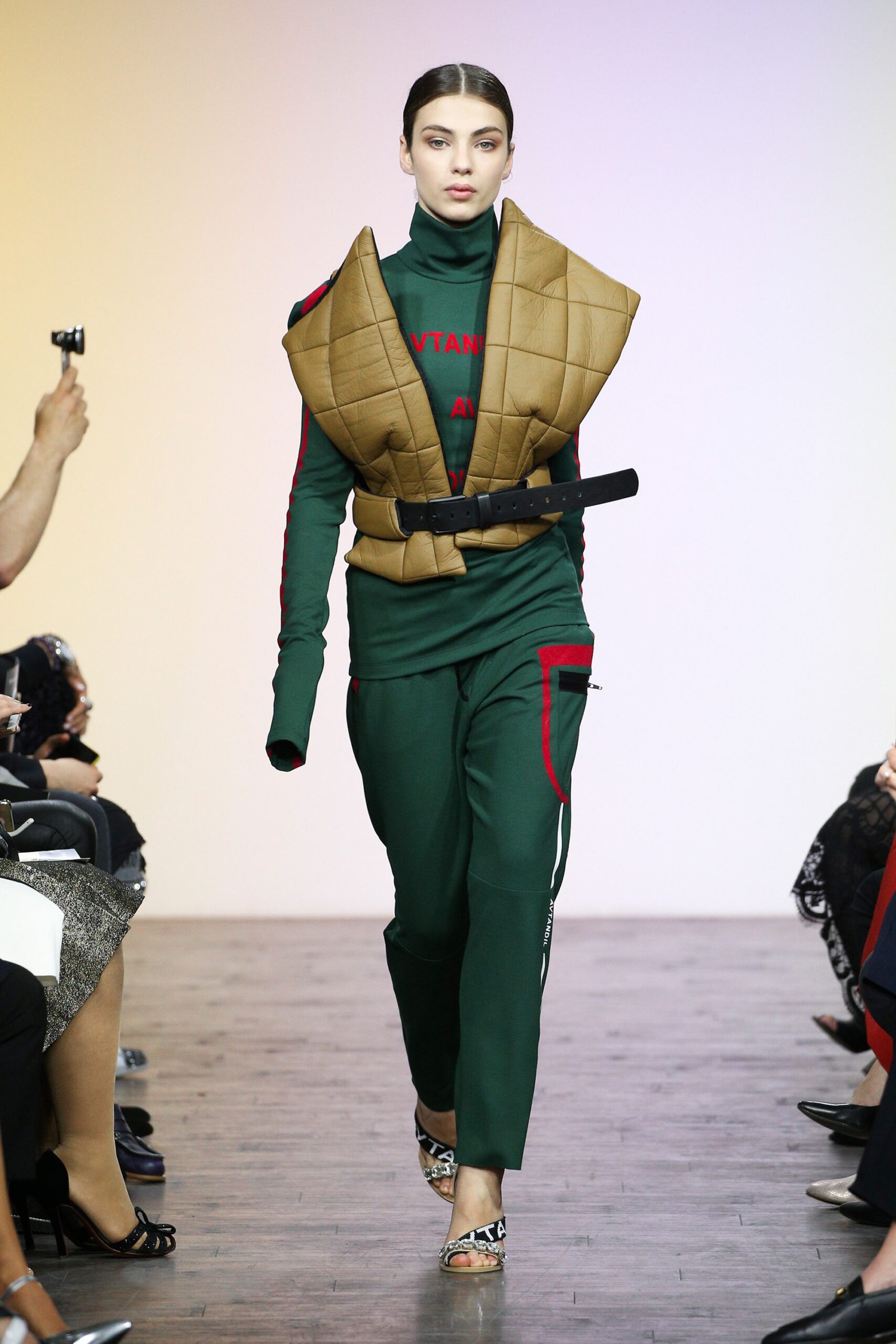 brown structured quilted padded vest