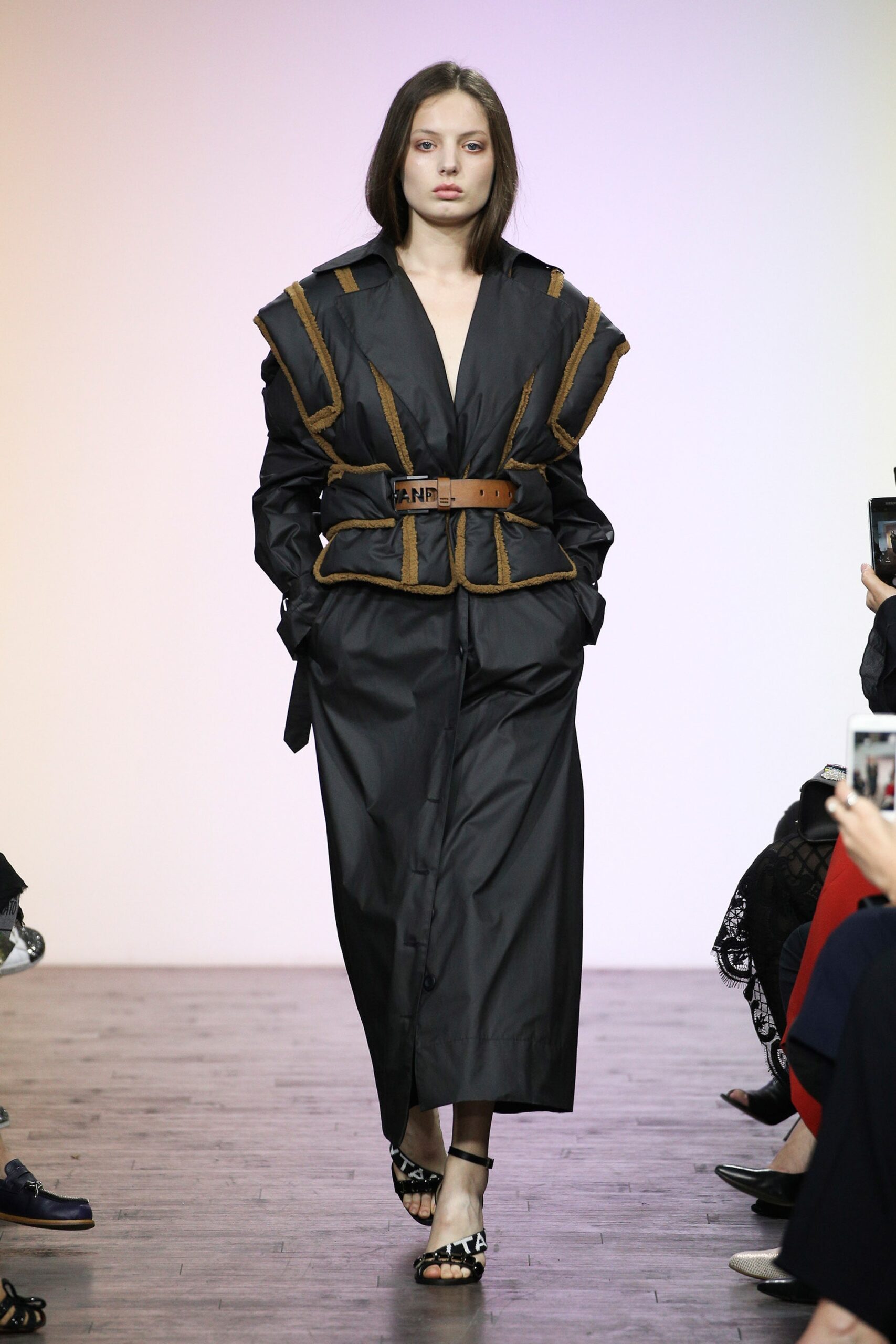 black relaxed belted coat