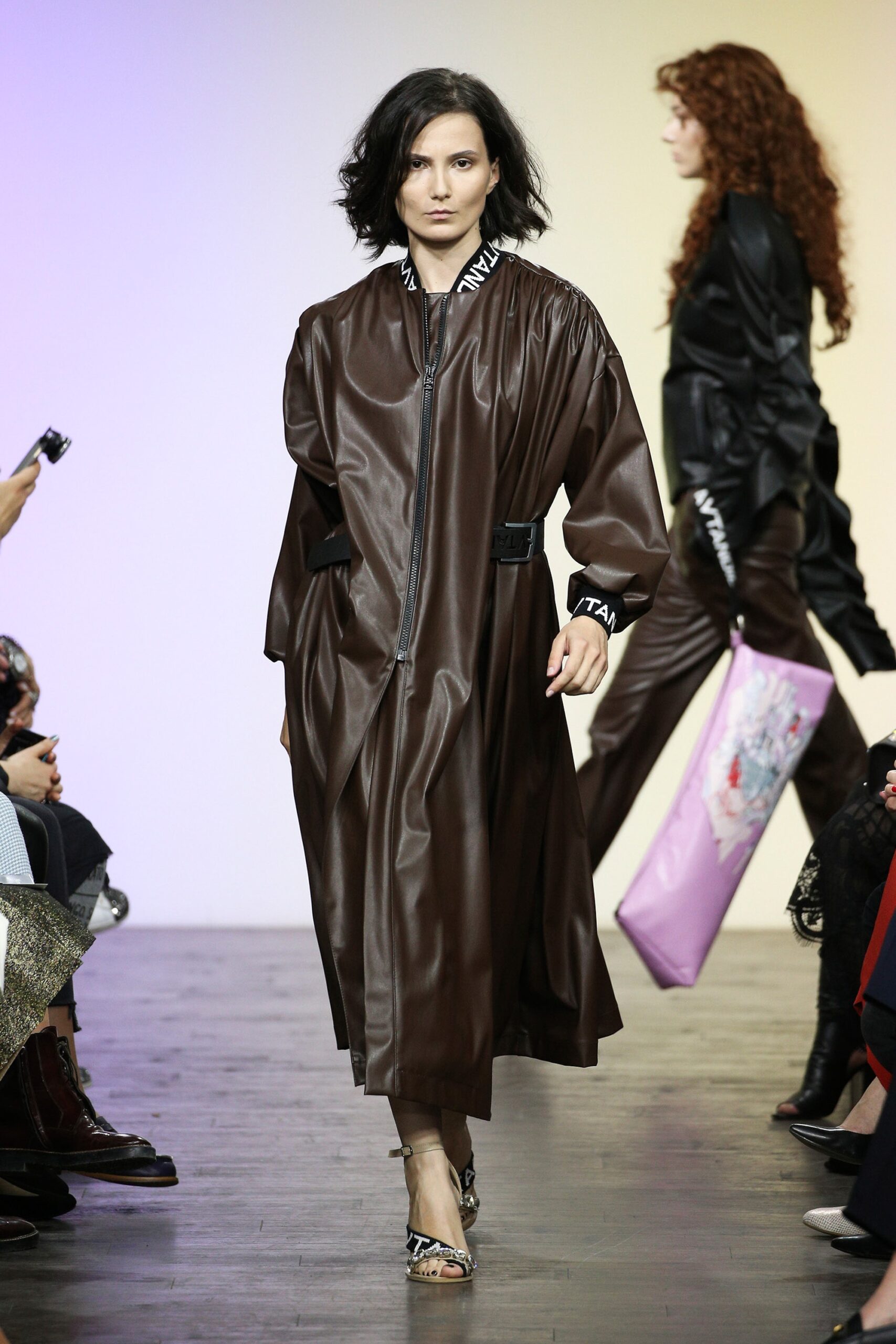 brown leather relaxed coat