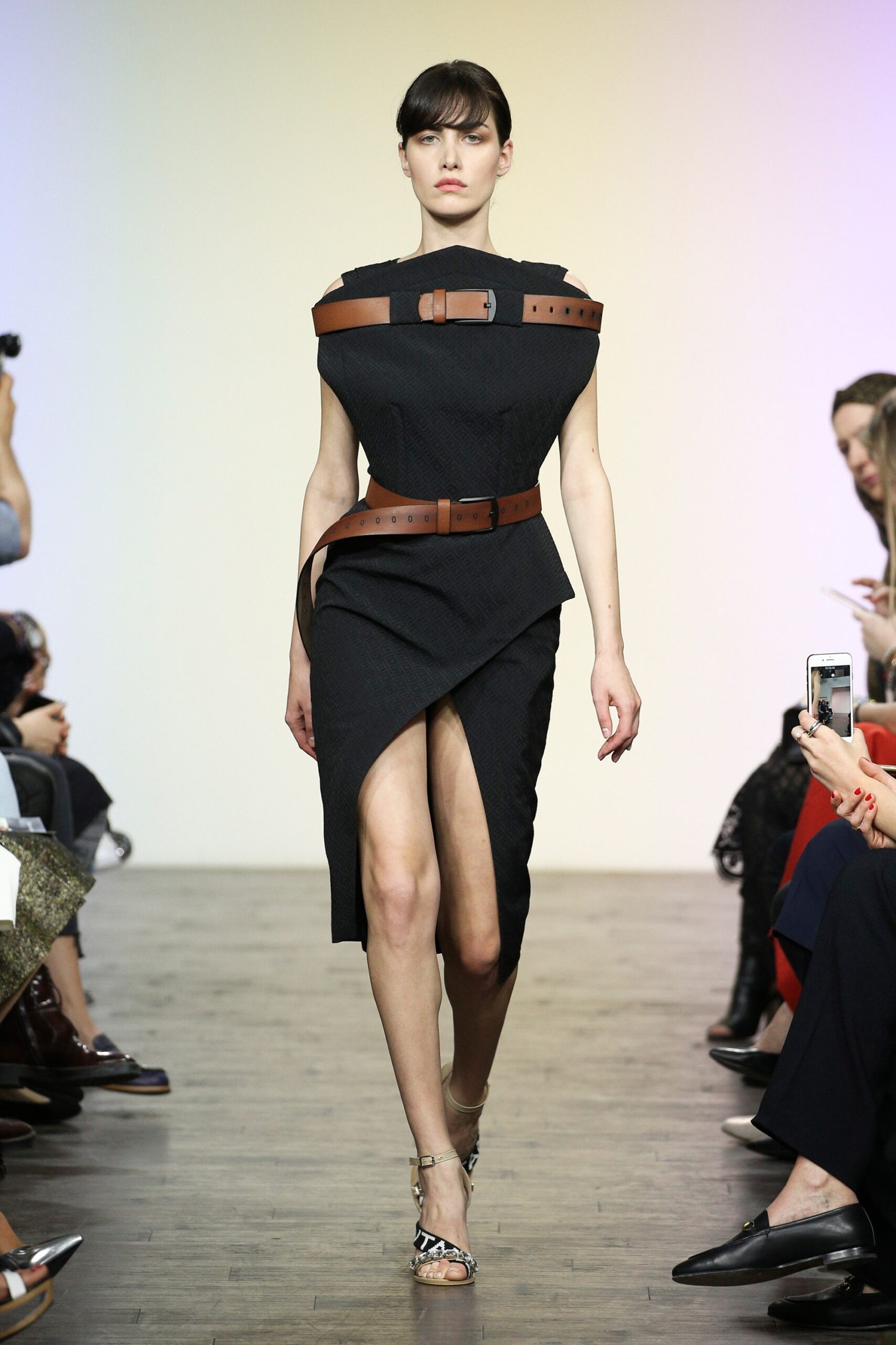 black fitted sleeveless dress