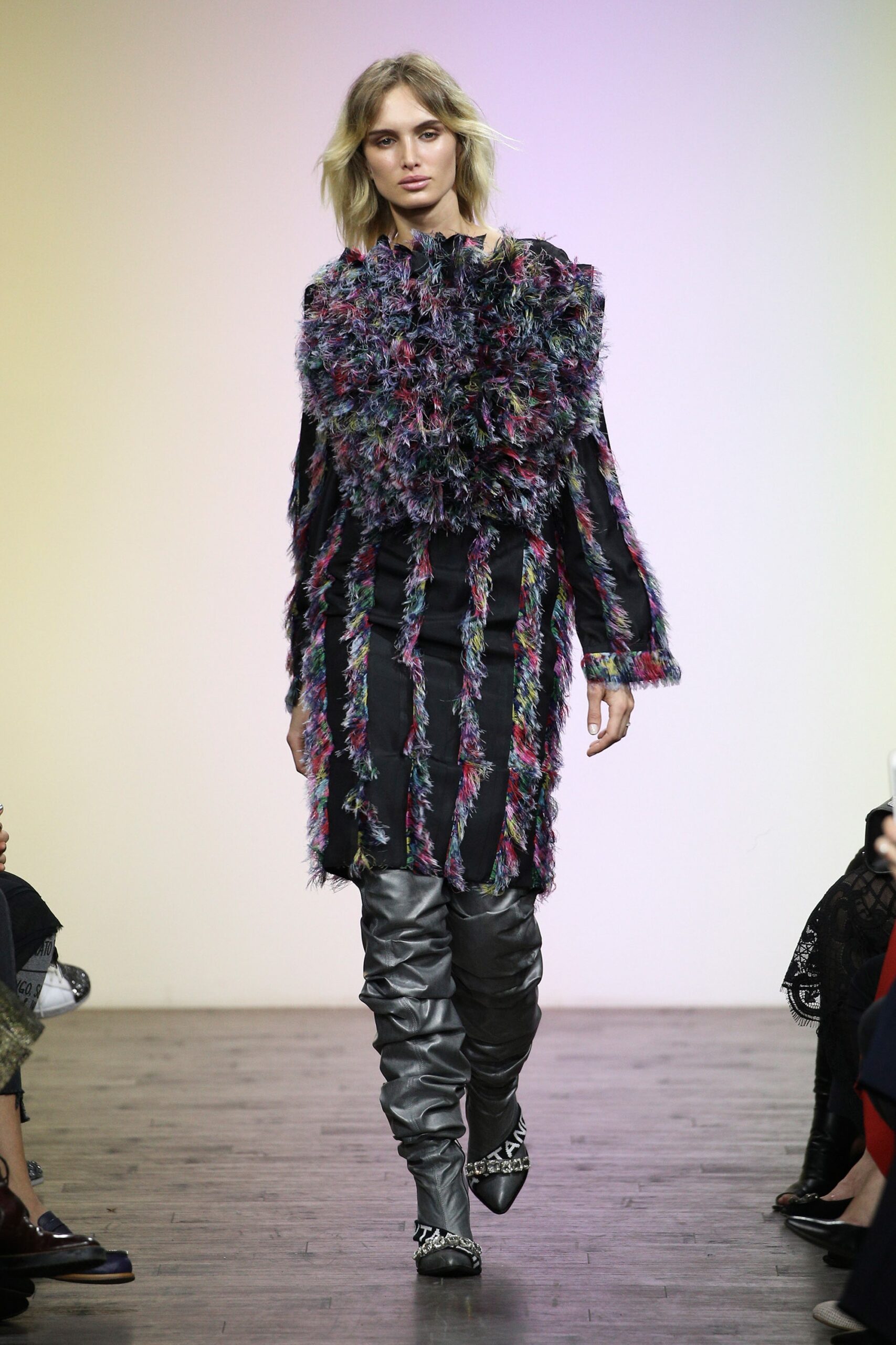 black multi-layered fringed dress