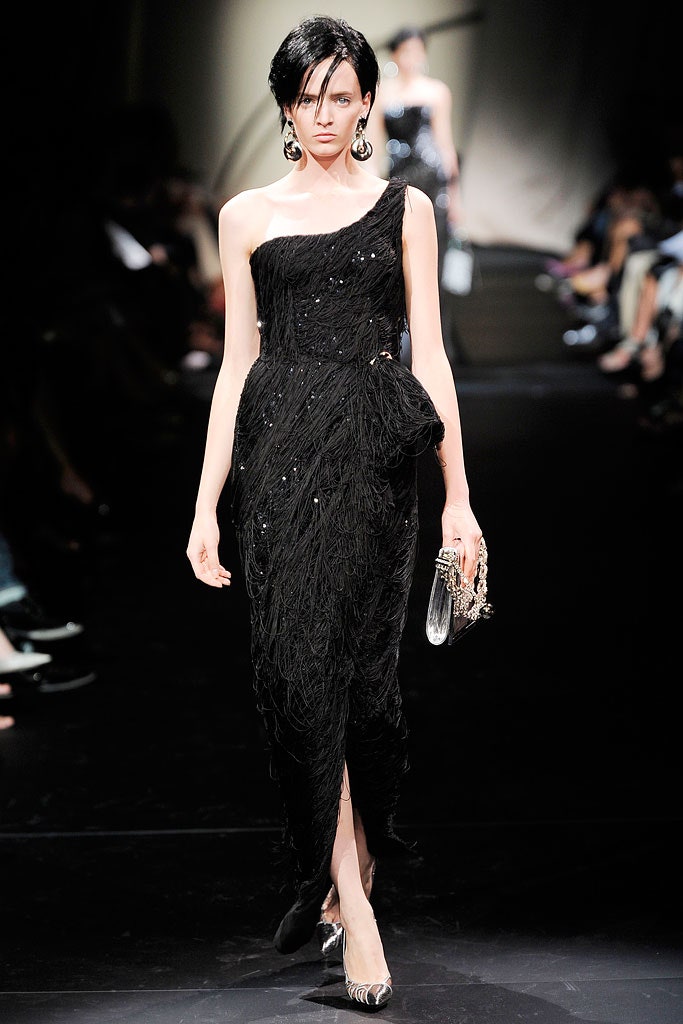 black sequined sleeveless gown