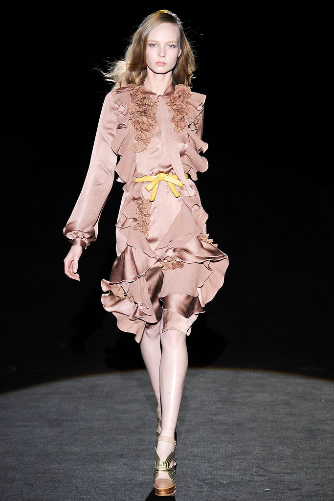 pink silk ruffled midi dress