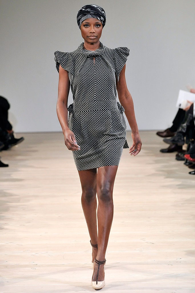 black and white polka-dot dress