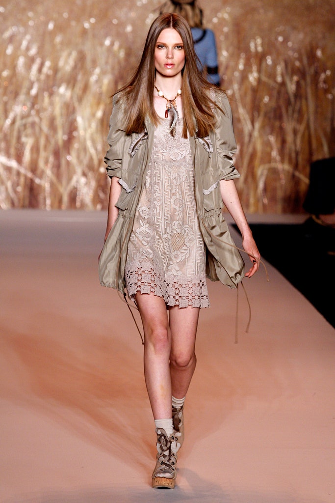 beige cotton sleeveless v-neck fitted embroidered mini dress
