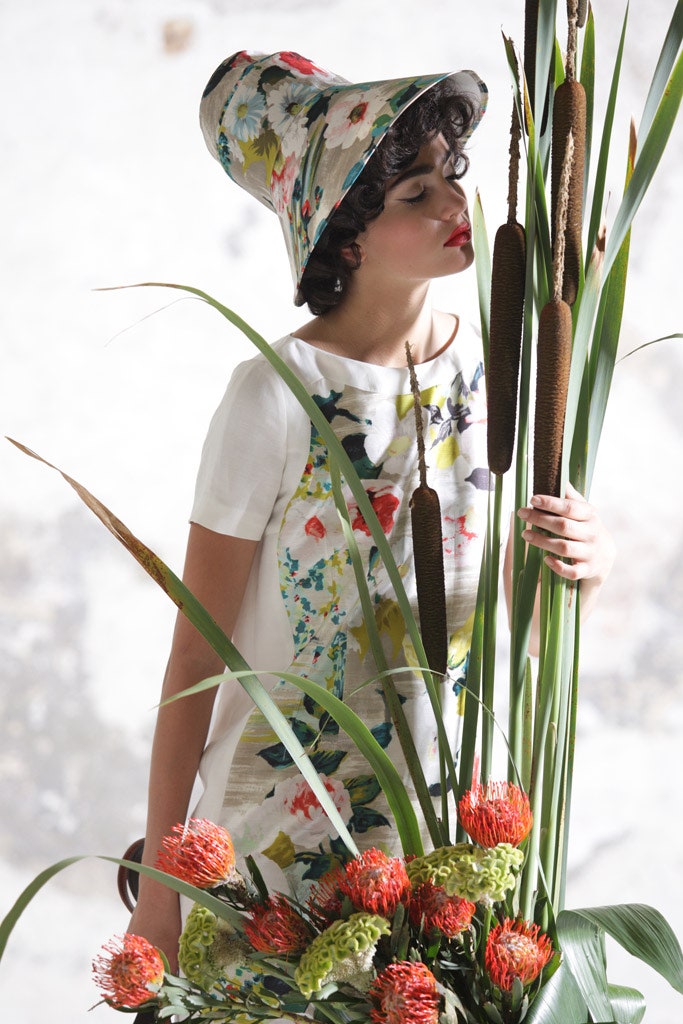 multi cotton structured floral hat