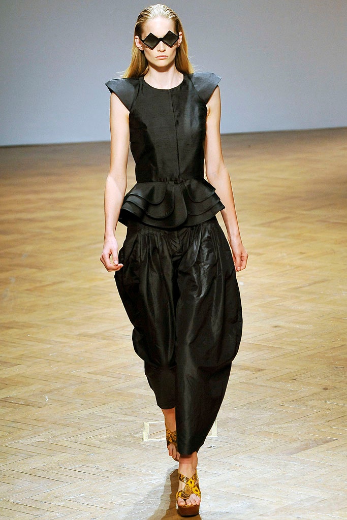 black fitted top with relaxed pants