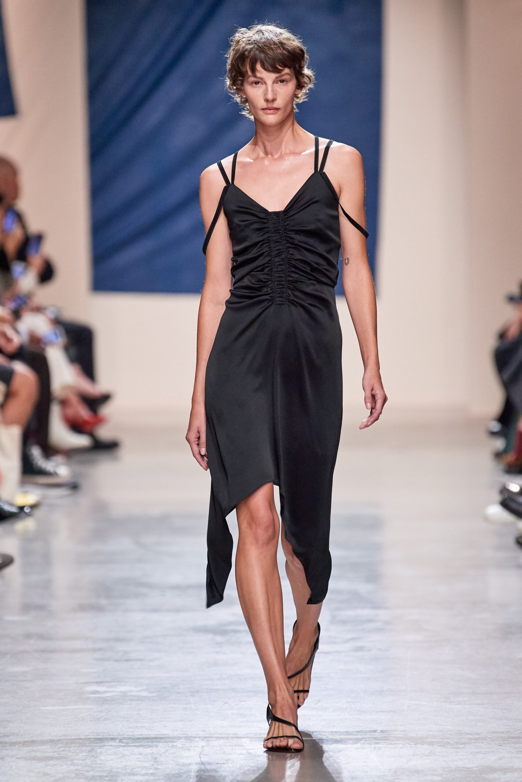 black silk sleeveless dress