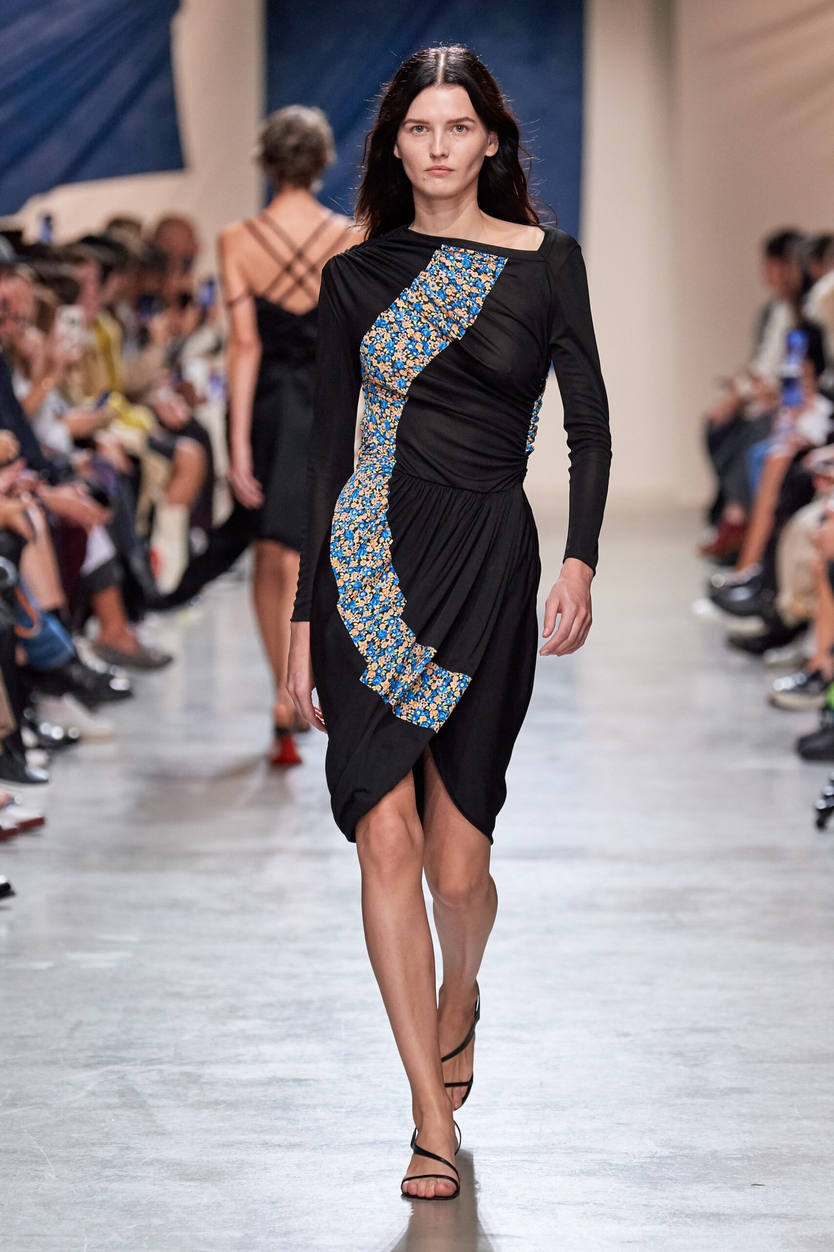 black silk fitted dress