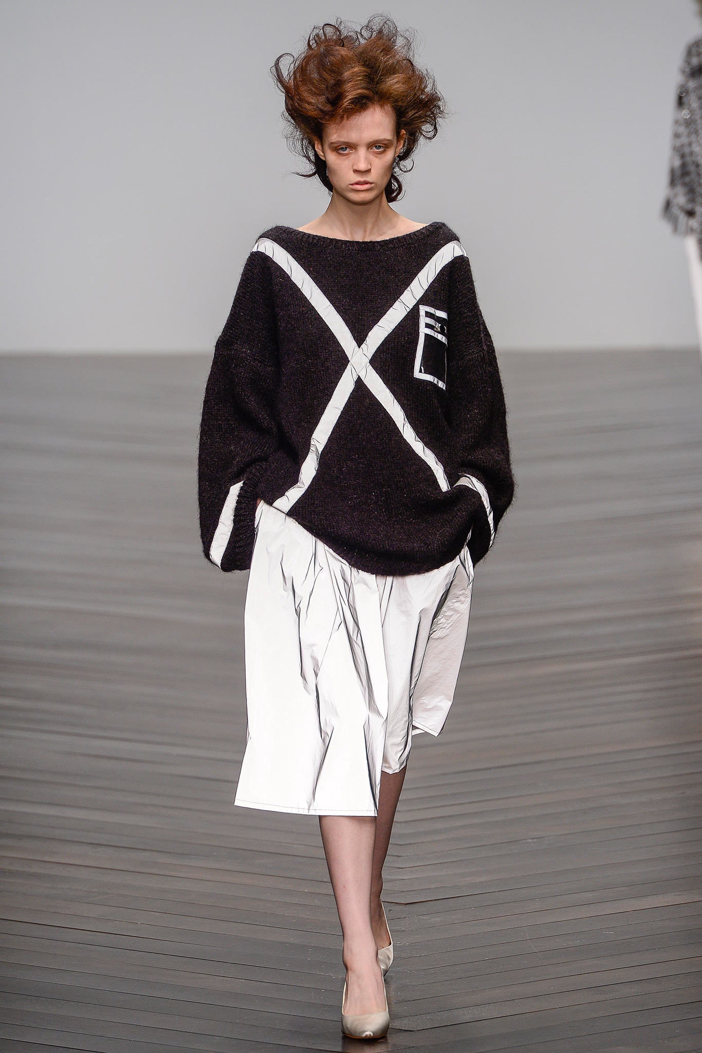 black wool long-sleeve oversized striped sweater