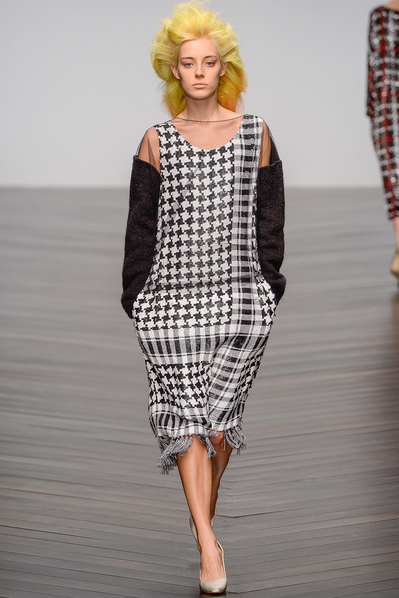 relaxed black and white checked dress