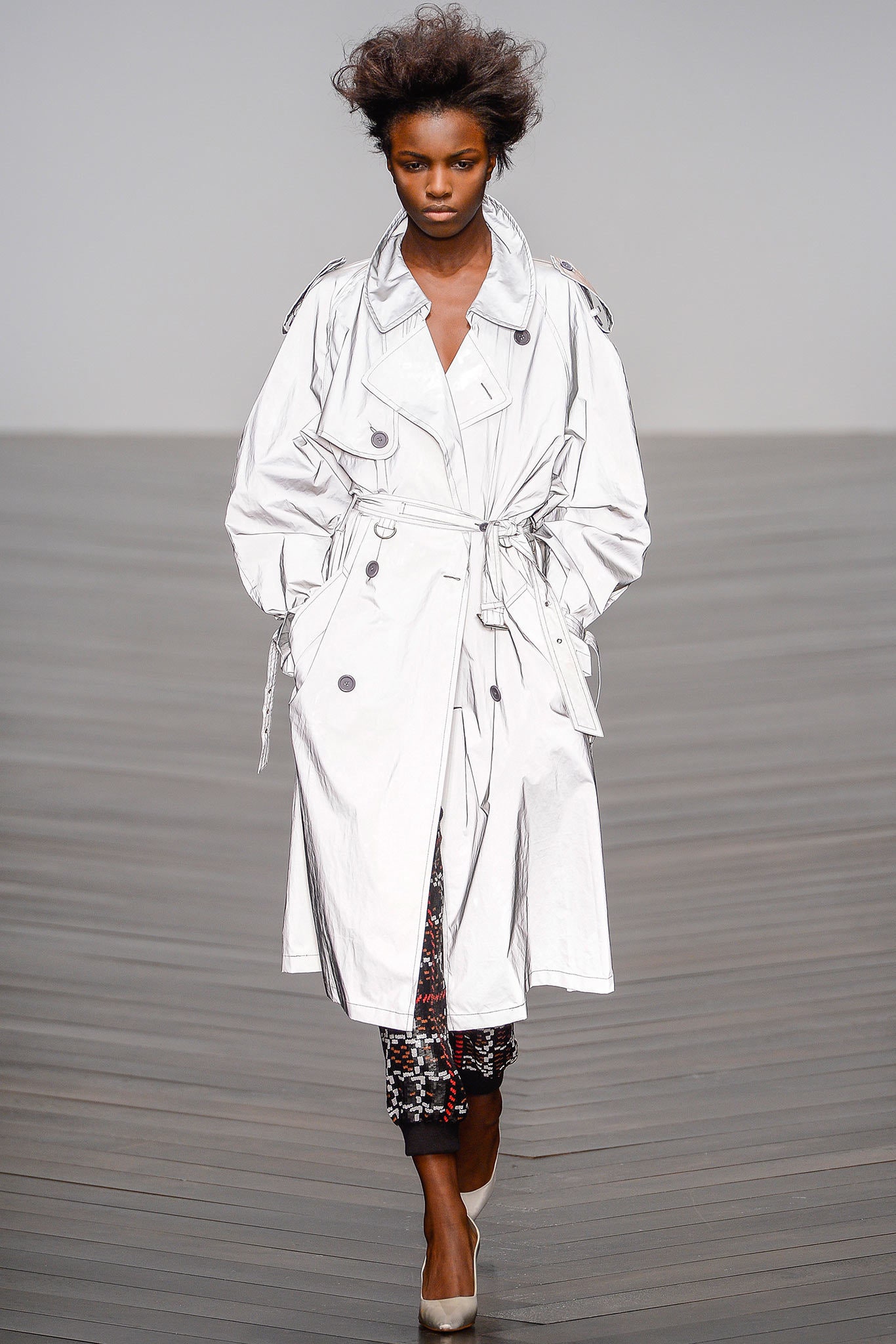 oversized white trench coat