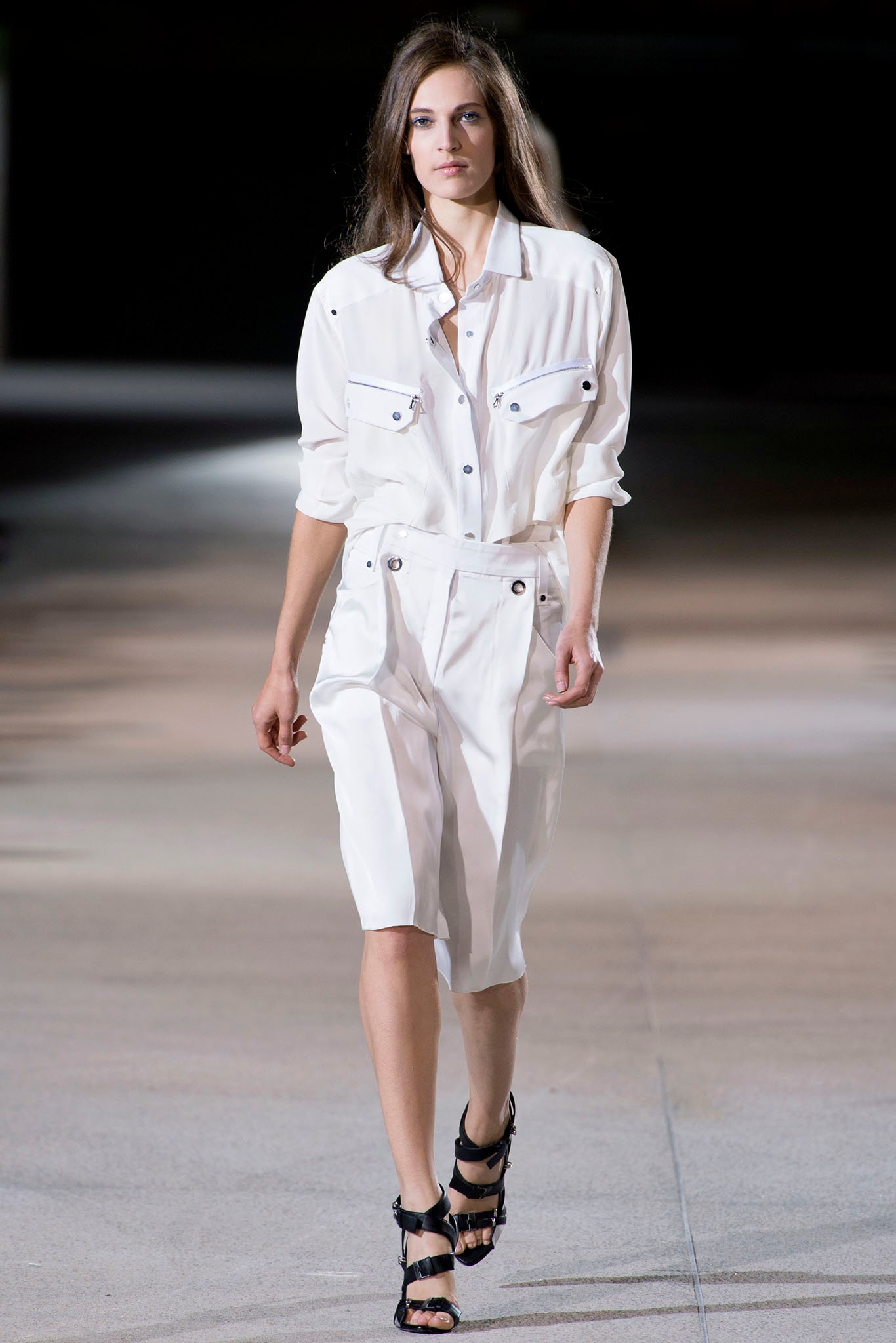 white fitted shirt-dress