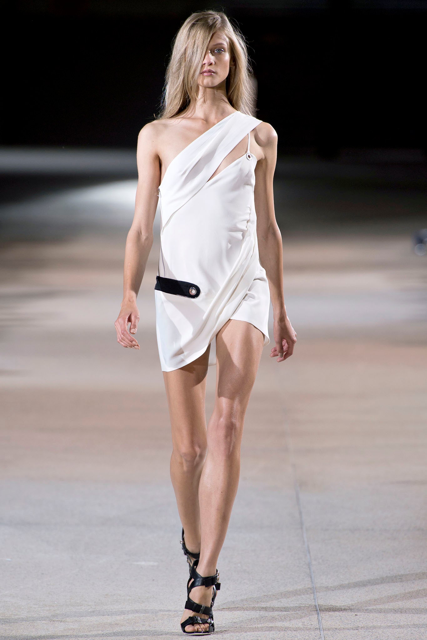 white fitted asymmetric dress