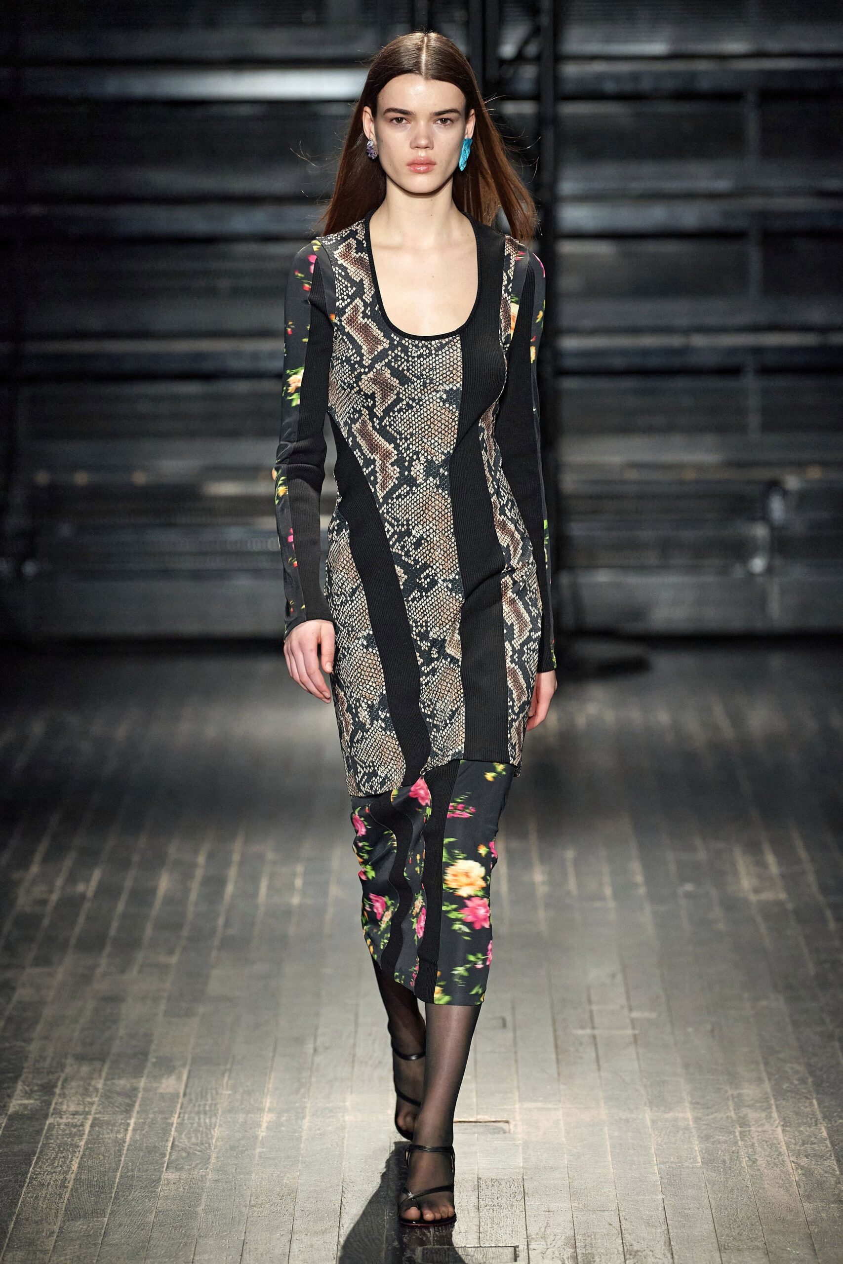 black multi-printed sleeveless dress