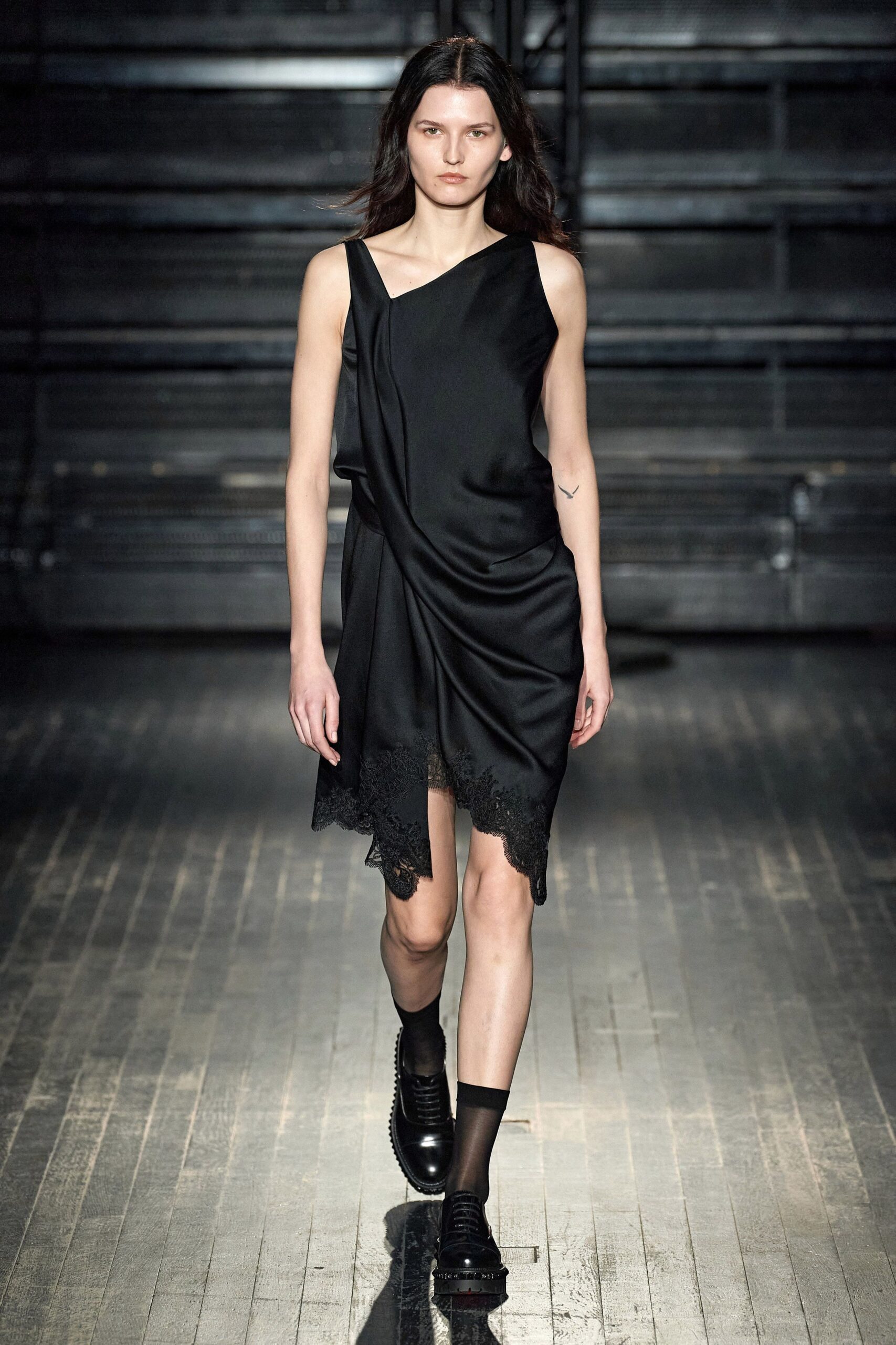 black silk fitted dress