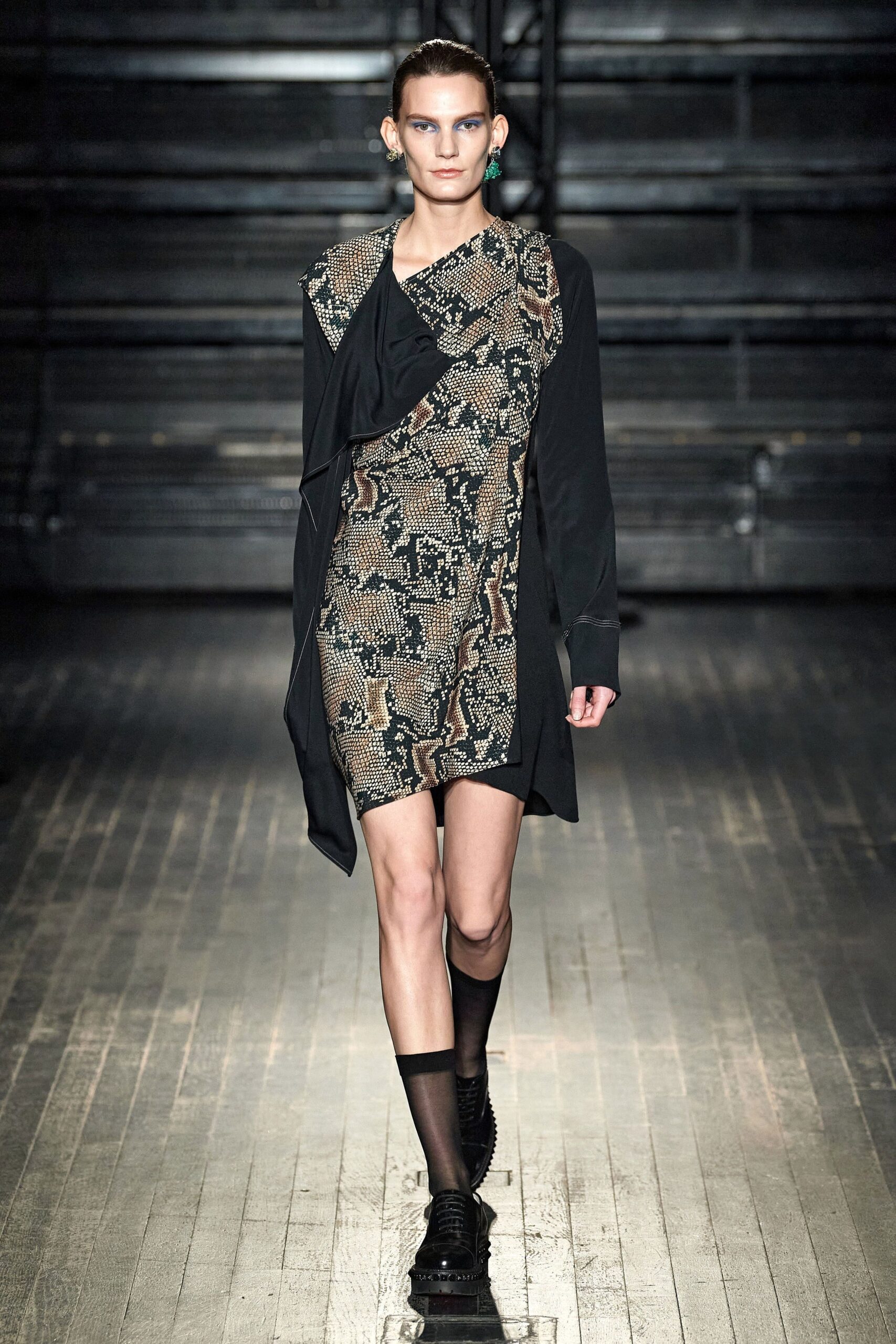 black multi printed asymmetric dress
