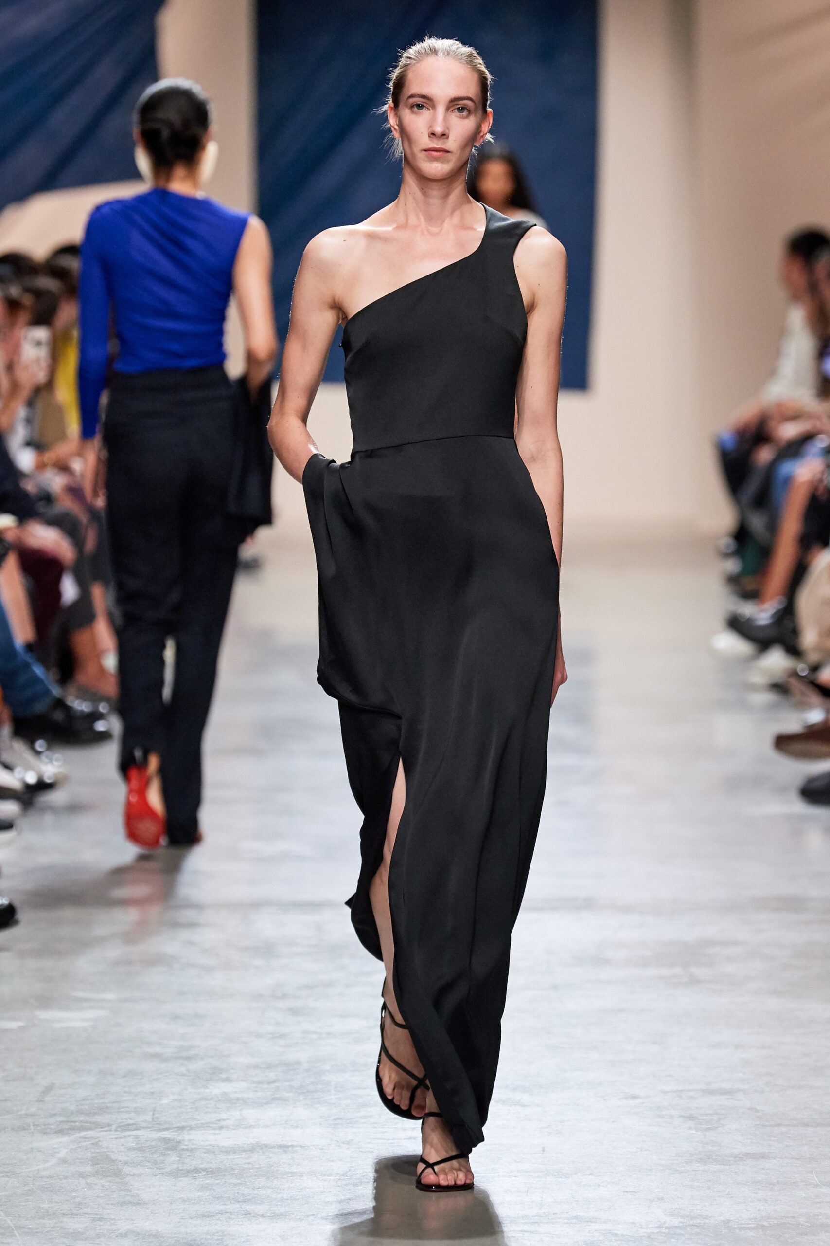 black silk sleeveless dress