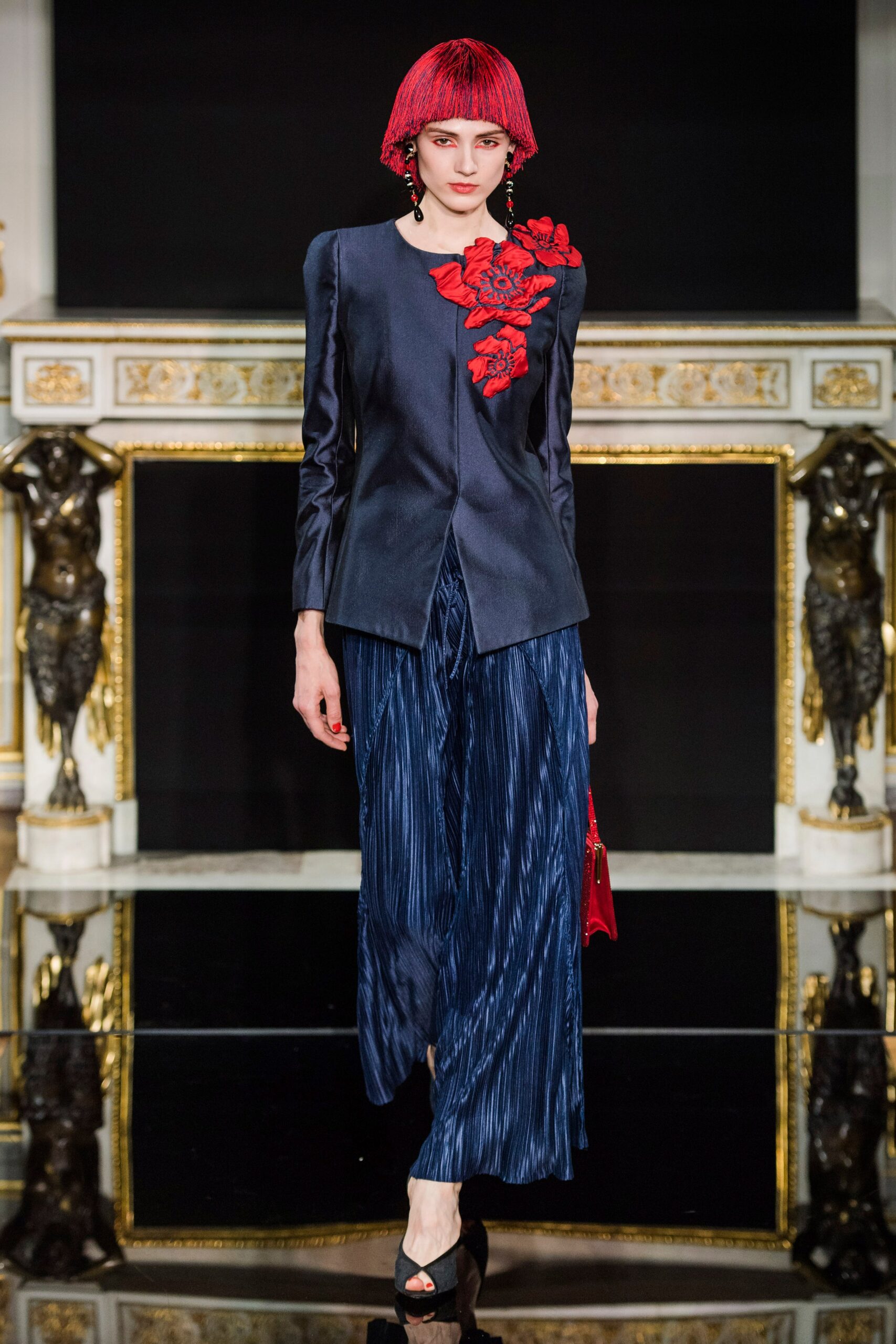 navy silk tailored blazer