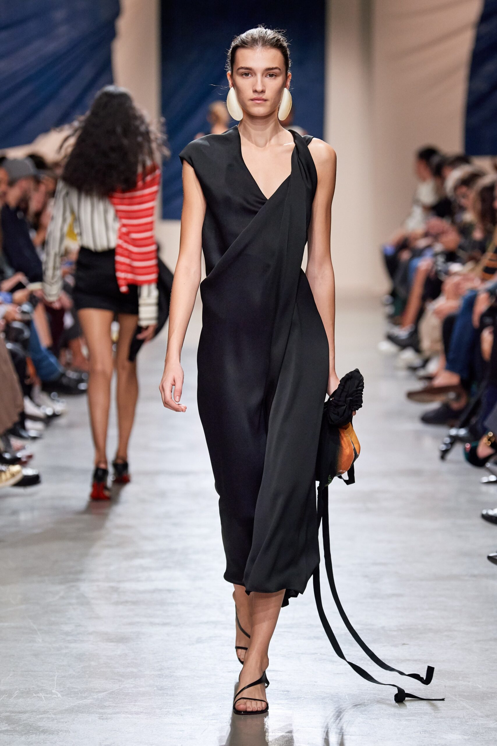 black silk sleeveless dress