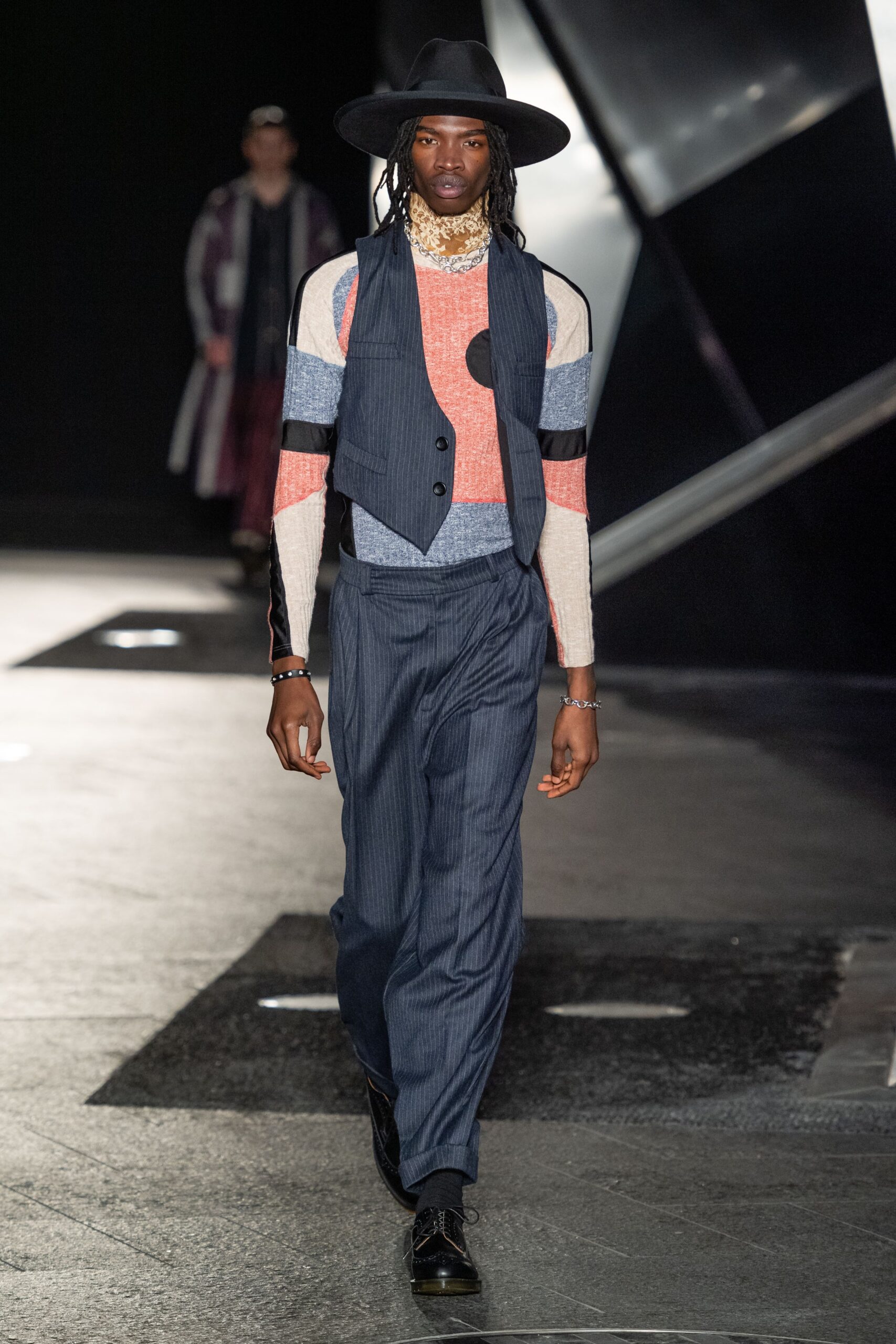 fitted vest with striped shirt