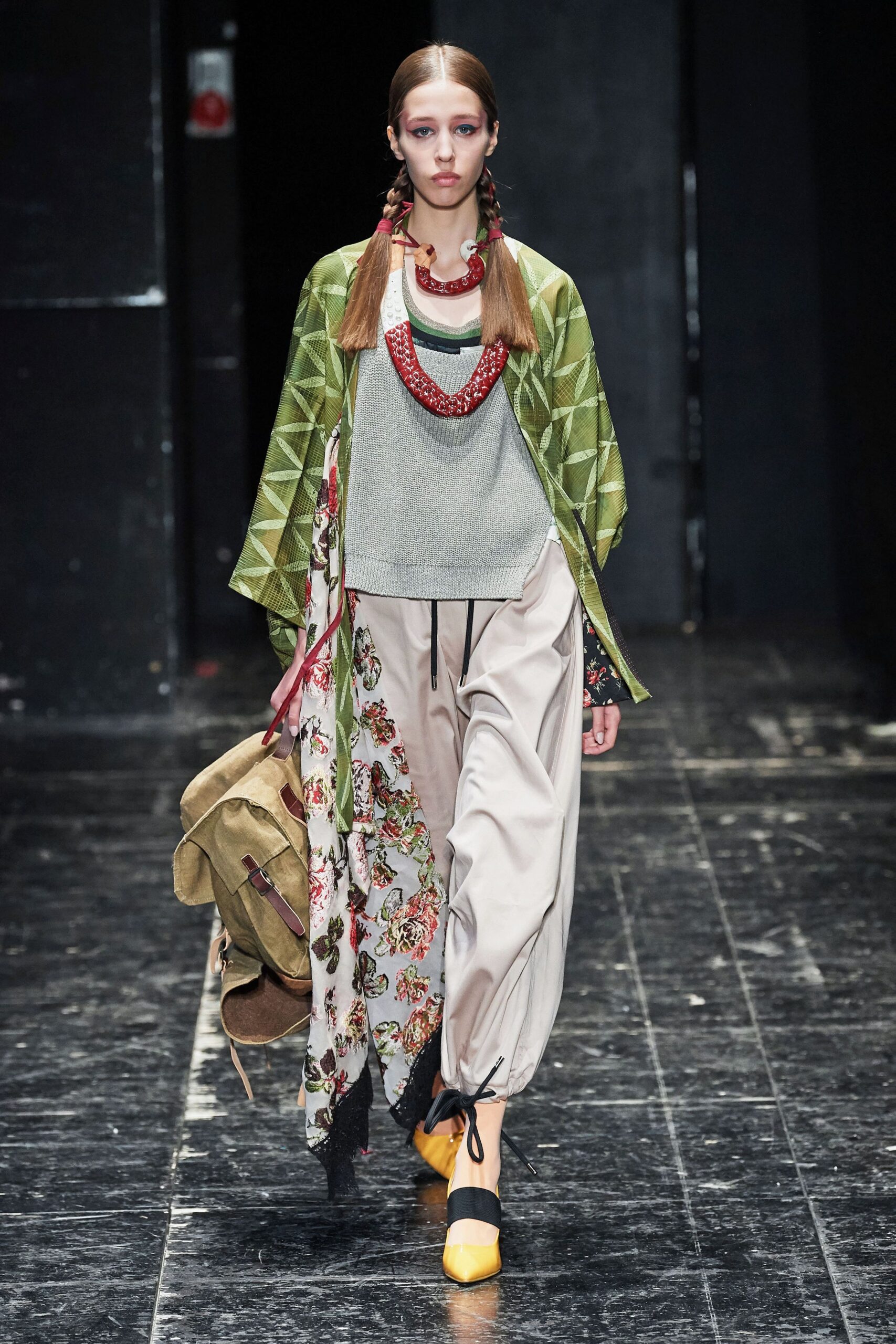 green silk oversized layered cape