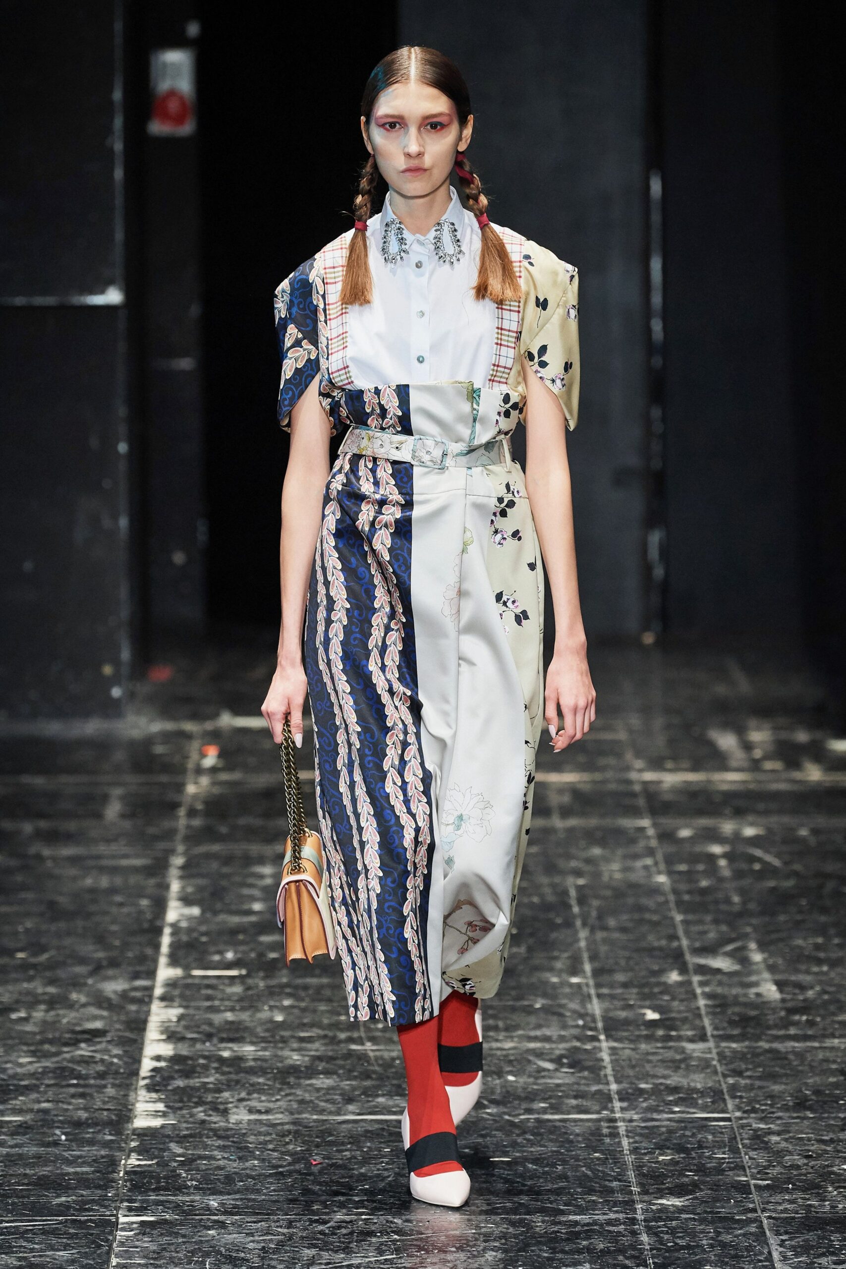 multi-colored embroidered midi dress