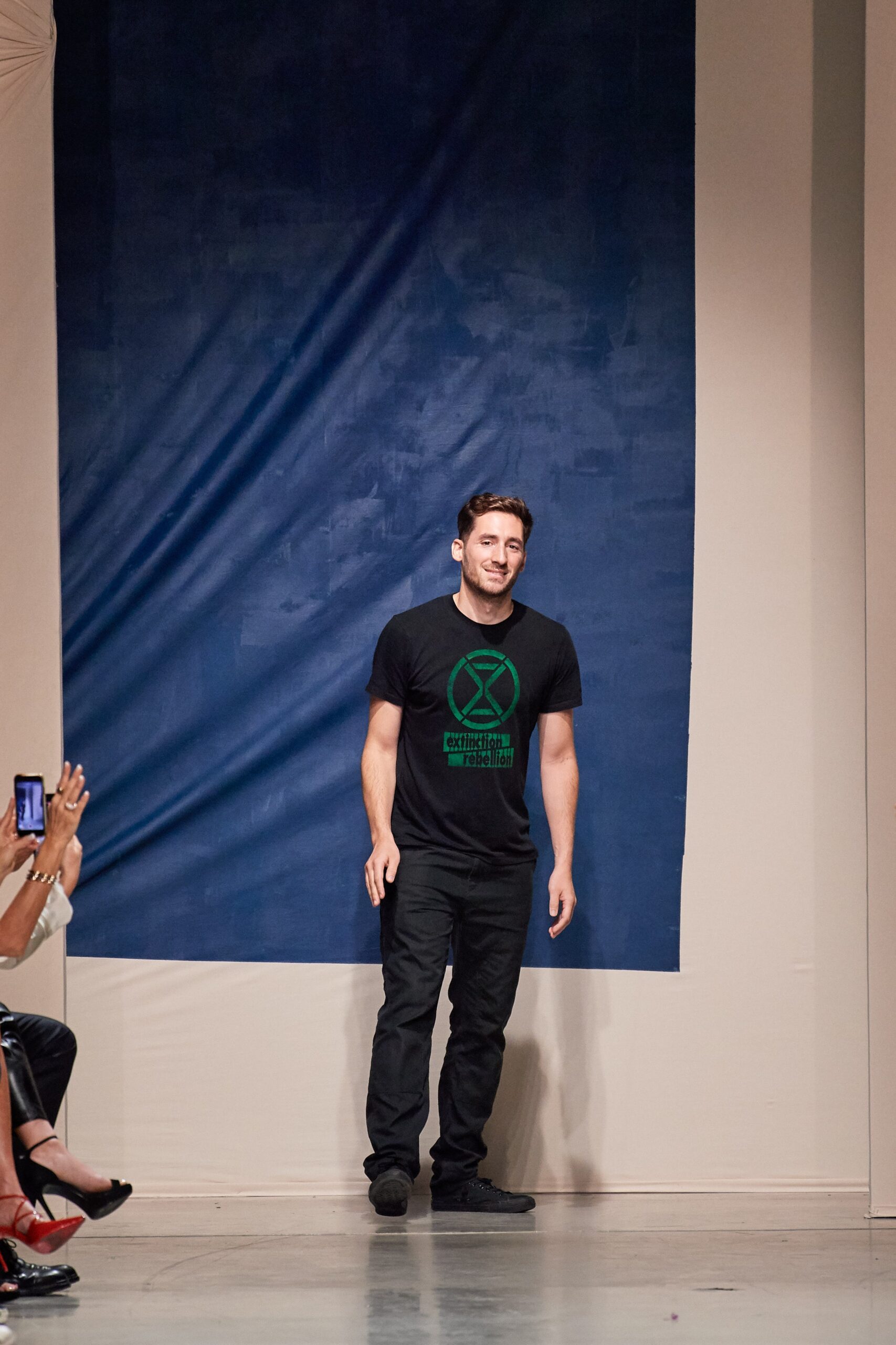 black fitted t-shirt and relaxed pants