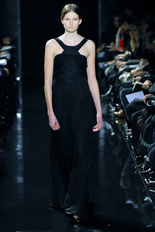 black silk sleeveless gown