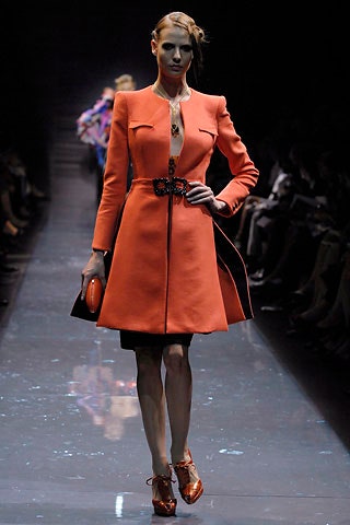 orange wool fitted coat
