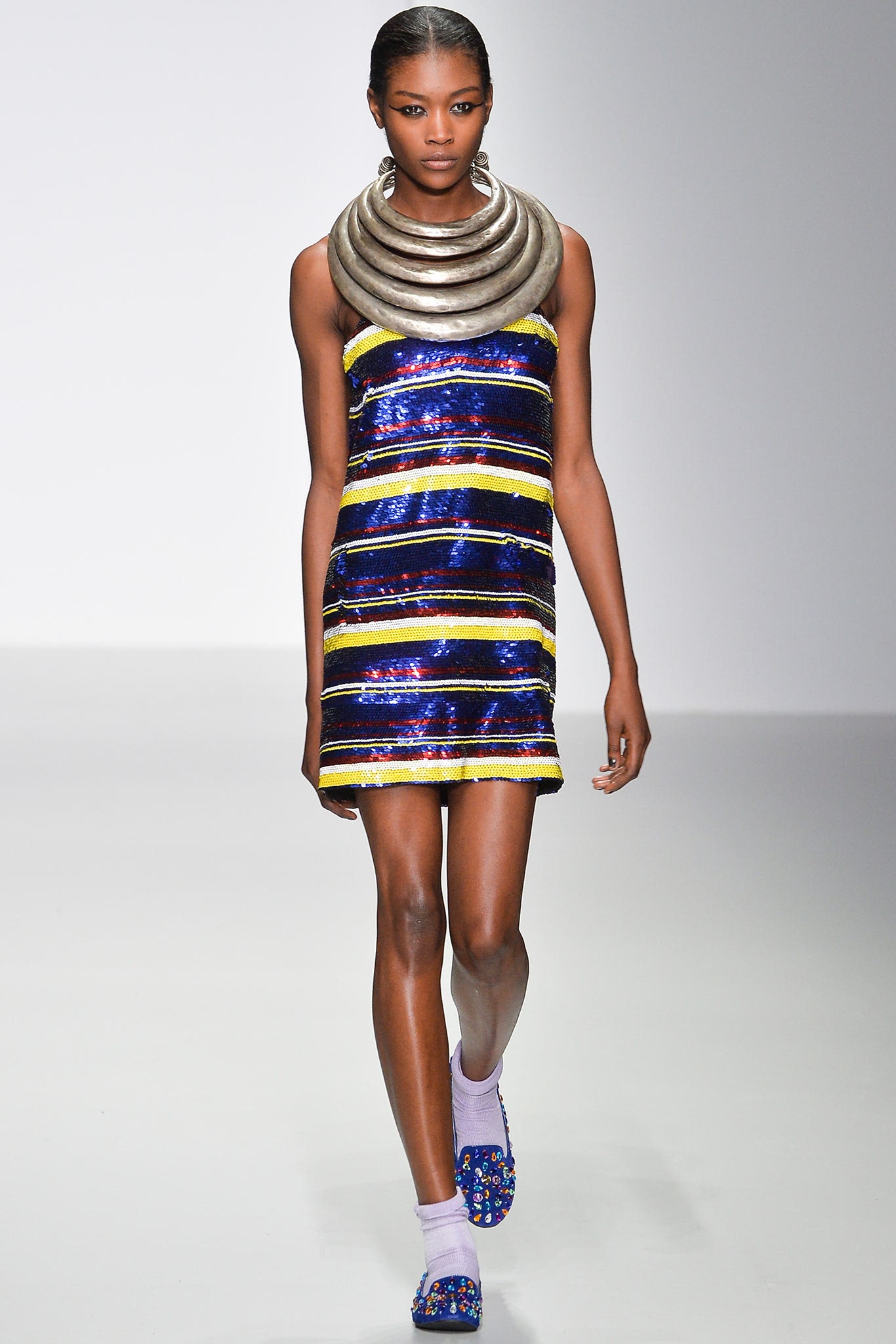 fitted sequin striped dress