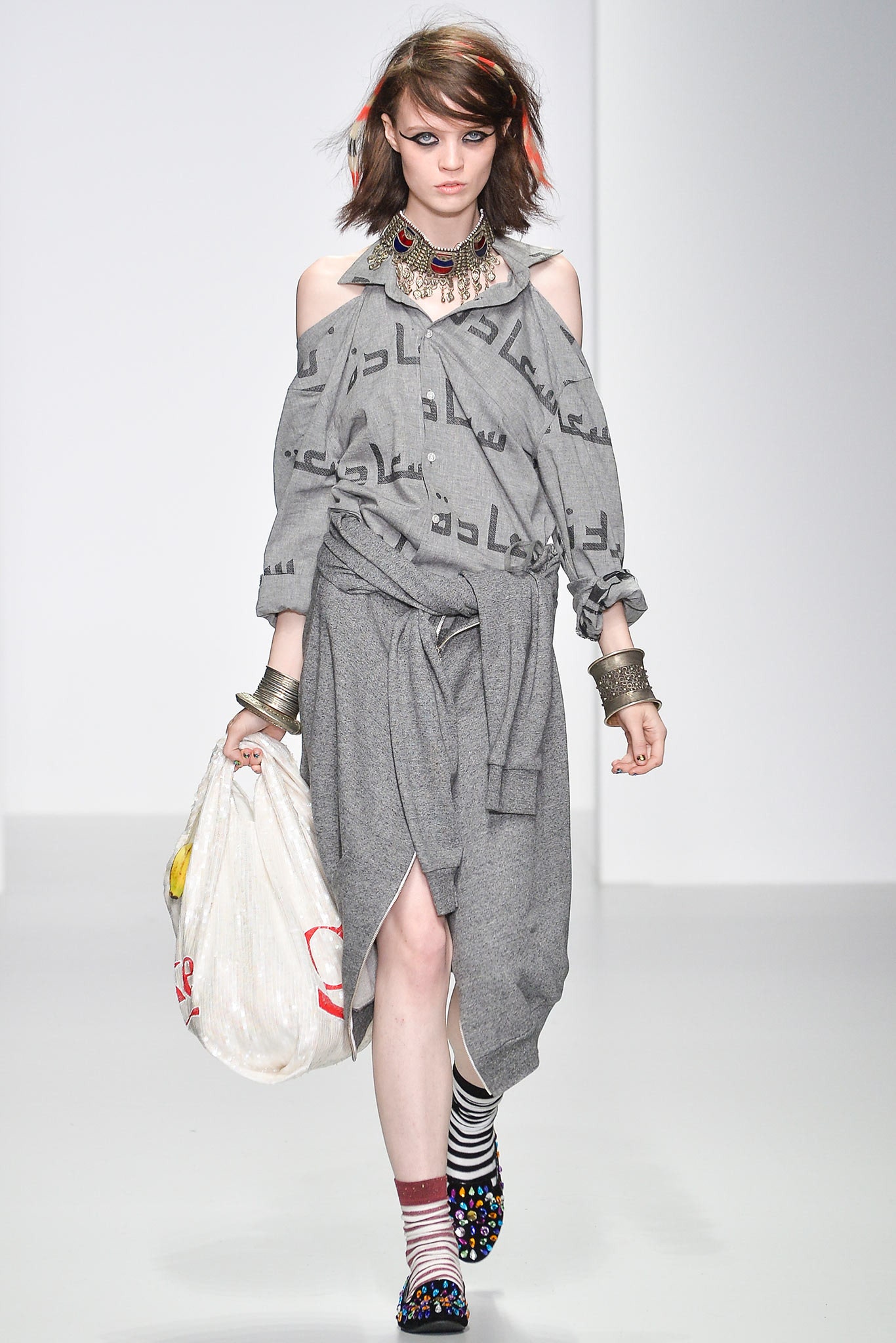 gray relaxed off-shoulder dress