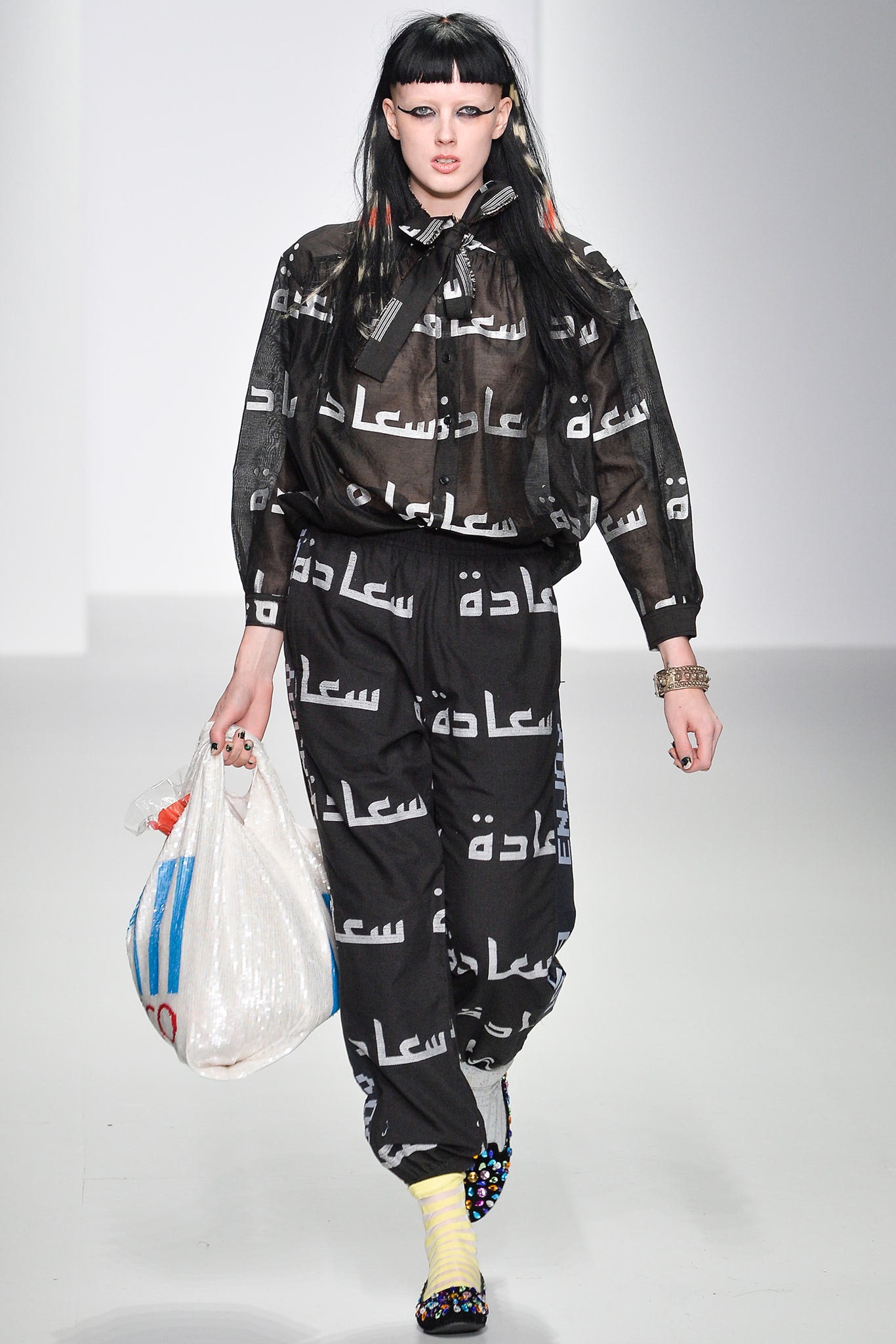 black and white printed shirt and pants