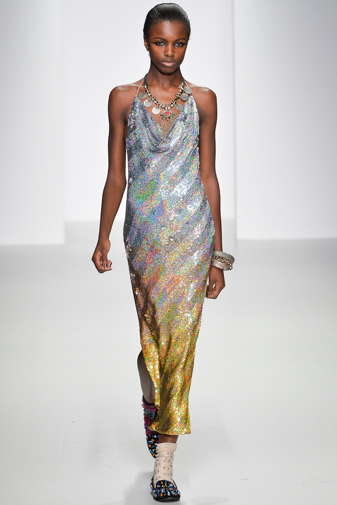 shiny sequined midi dress