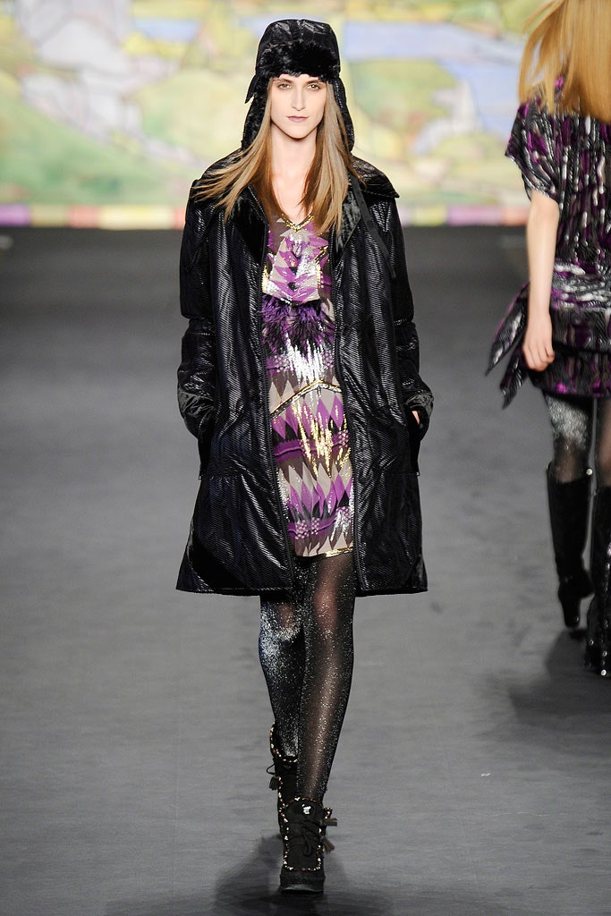 black silk coat and printed dress